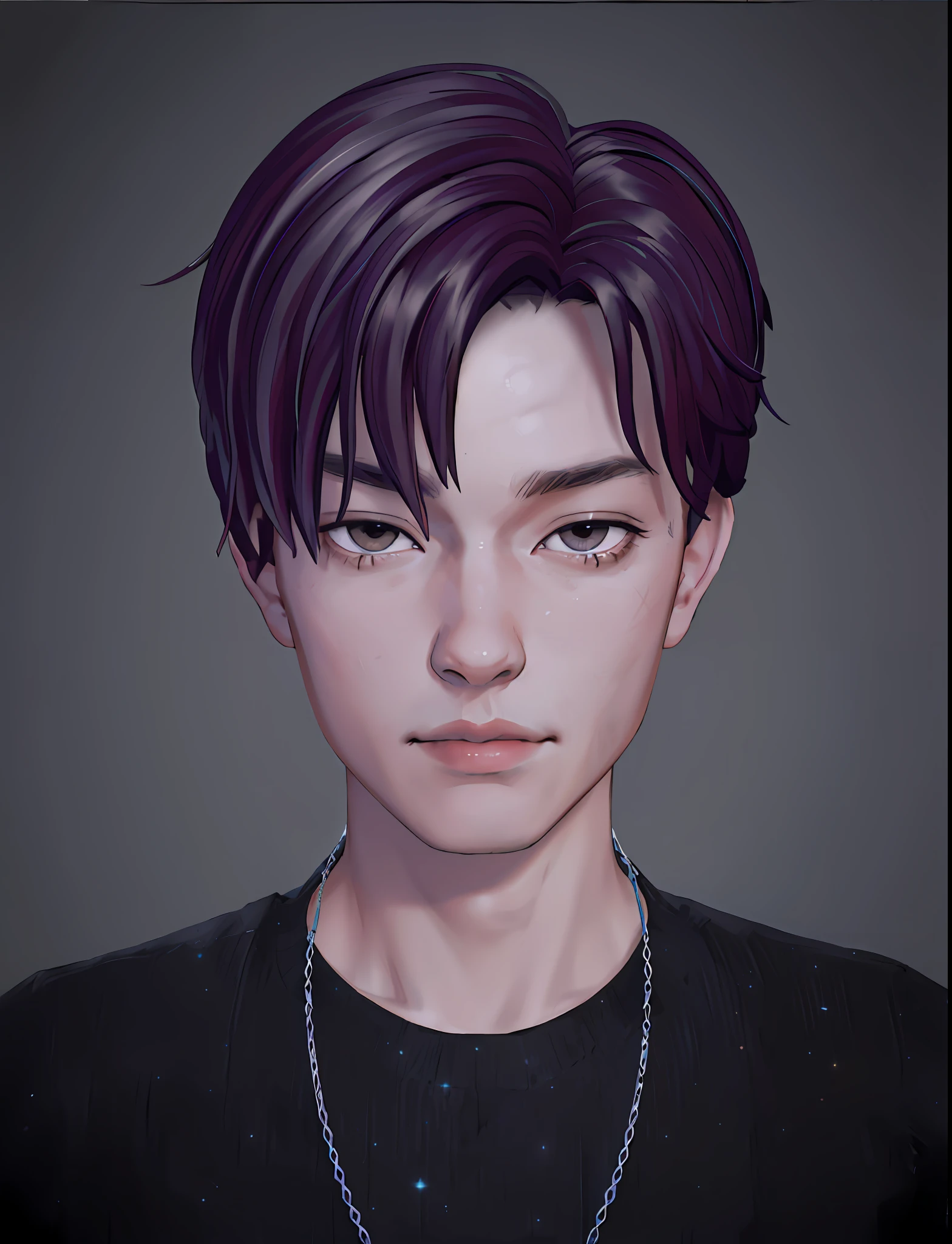 masterpiece, best quality, realistic, ultra detailed, sfw, head shot, a portrait of a young man, starsector, sci-fi style suits, hight-tech gadgets, head facing right,,a close up of a person with a necklace on a gray background, with very highly detailed face, inspired by Sim Sa-jeong, inspired by jeonseok lee, detailed realistic face, single realistic face, realistic detailed face, realistic | detailed face, highly detailed realistic face, detailed and realistic face, realistic and detailed face, real detailed face, realism artstyle