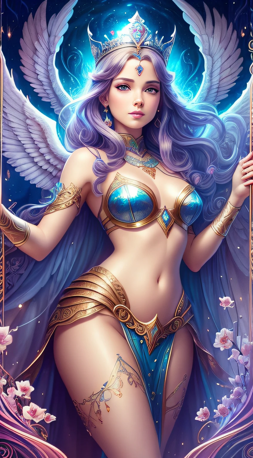 Close-up of woman wearing crown on her head, digital art fantasy art, detailed fantasy digital art, digital art fantasy, beautiful fantasy art, very beautiful fantasy art, beautiful fantasy art portrait, fantasy digital art, colorful digital fantasy art, fantasy style art, beautiful art UHD 4K, 4K fantasy art, 4K highly detailed digital art, flat belly, fair smooth, full body, plump twin peaks, 8K high quality detail art, beautiful fantasy queen, beautiful angel , 4K highly detailed digital art, (((Beautiful Fantasy Queen)), mysterious Atlantean Valkyrie, Beautiful Young Spirit of the Wind, Celestial Goddess, James Jean Soft Light 4K, Yuri Schvedorf and Tom Bagshaw, Beautiful Digital Art, Sylvain Sarrell and Igor Mosky --auto --s2