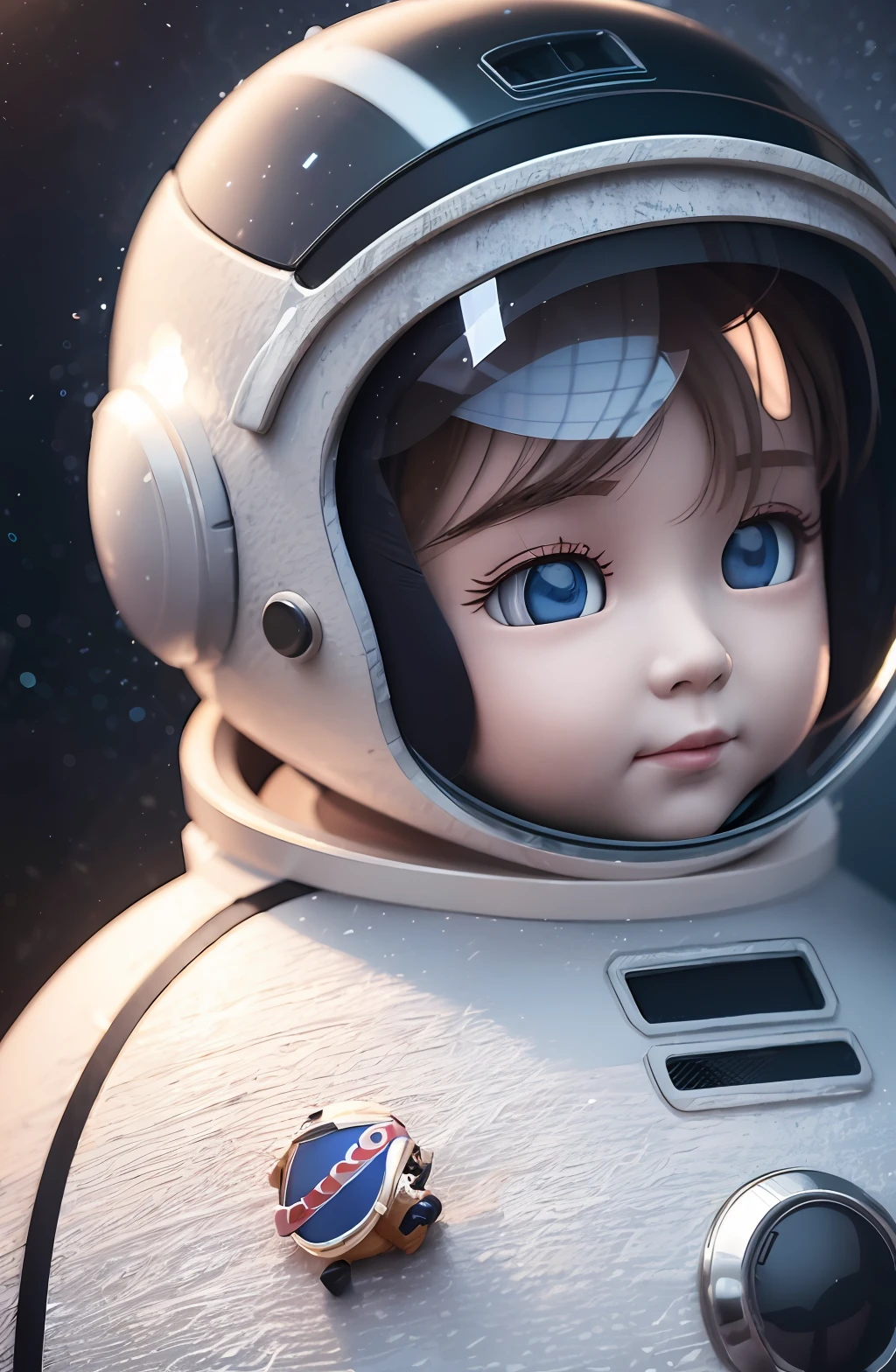 There is a little doll with helmet and helmet, cute 3d rendering, little astronaut looking up, portrait anime space cadet boy, cute 3d anime boy rendering, cute detailed digital art, male explorer mini cute boy, 3d rendering stylized, 3d rendered character art 8k, cute digital painting, anime style 3d, super detailed rendering --auto --s2