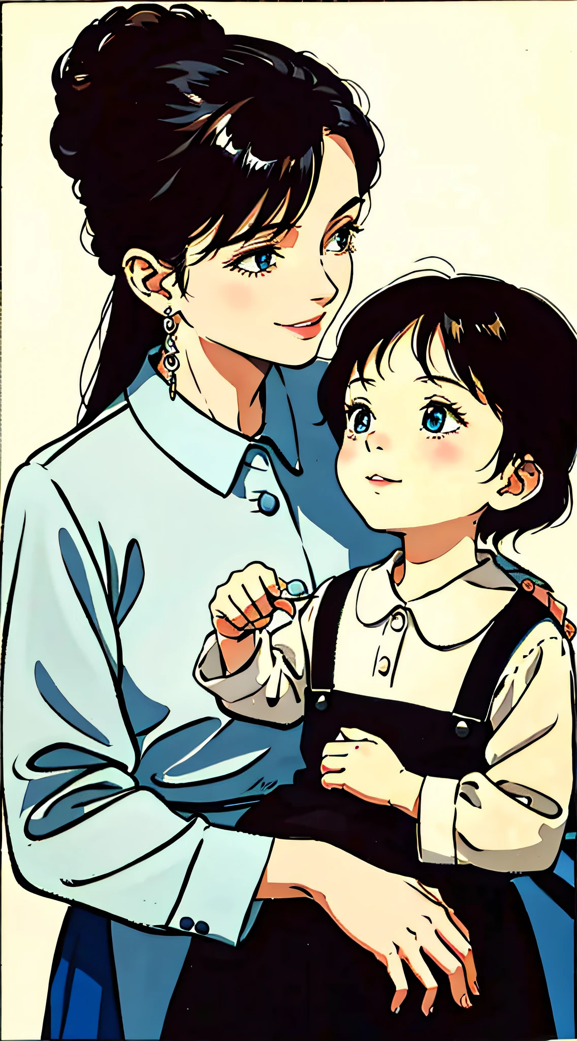Elegant old lady holding the child