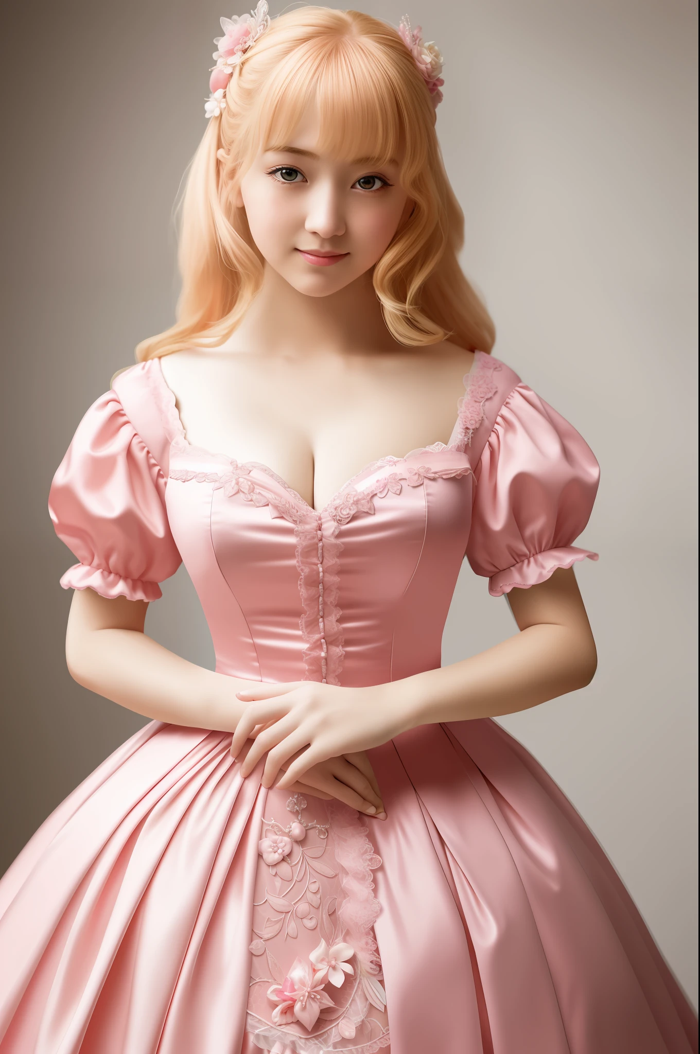 a close up of a woman in a pink dress posing, princess peach), portrait of princess peach, 邨lace bra, princess peach, extremely detailed artgerm, a human-like juicy peach, anime princess, super highly detailed, 8k high quality detailed art, the princess of power, highly detailed exquisite fanart, super detailed and realistic, blonde - haired princess, hyper detailed and realistic
