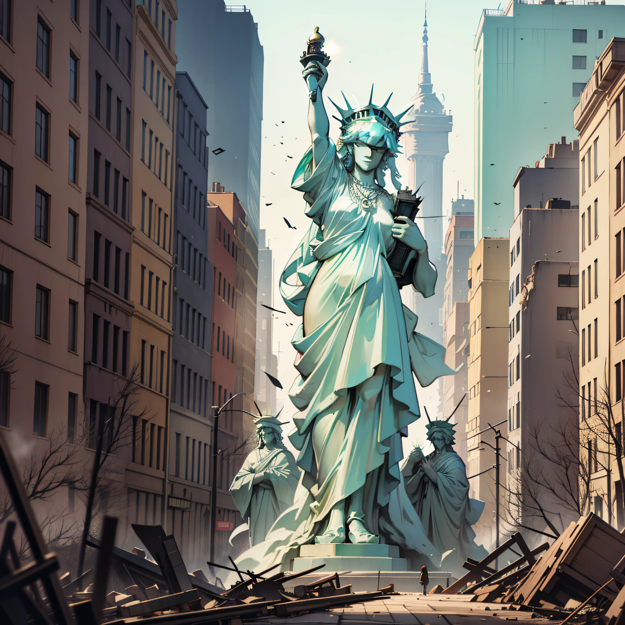 Statue of Liberty, destruction, urban agglomeration