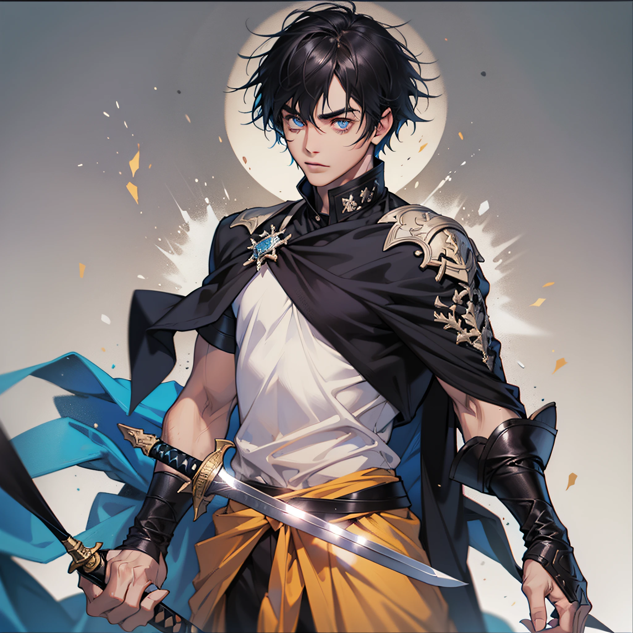 Men, short hair, fine eyes, sword swinging movements