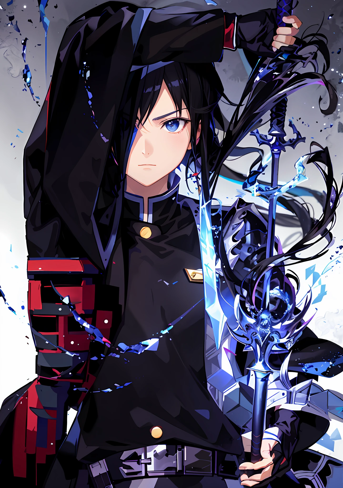 Anime characters with sword and cloak in the starry sky, brunette mage, illustration of Shigeri Aijima, UFOTABLE art style, art style that clearly depicts the characteristics of the character, soft bright colors, anime wallabies, with digital art style, a deep and impressive picture.