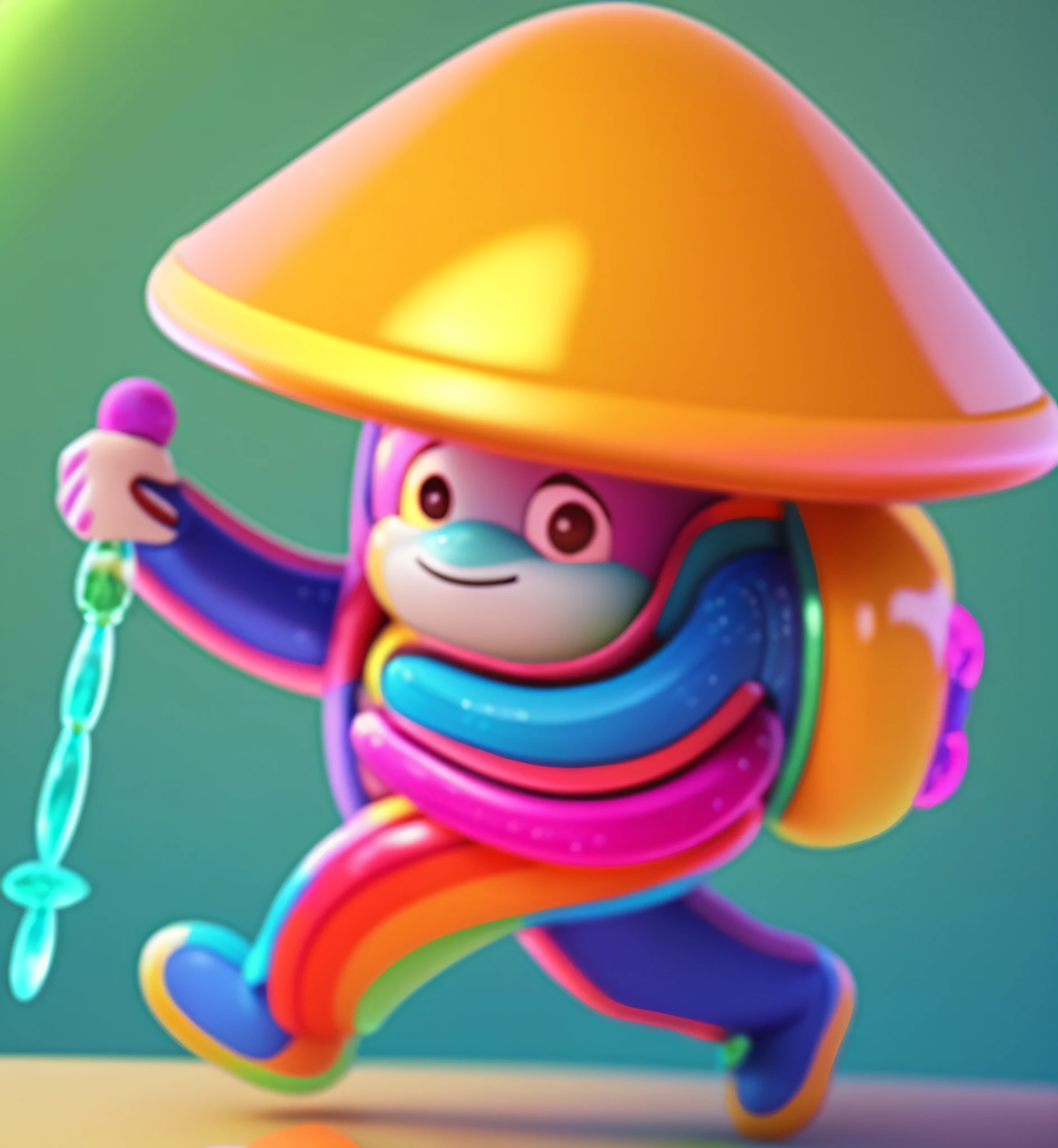 Go to the mountains to adventure, wear an adventure suit, bubble mart style, high-end natural color scheme, bright and harmonious, cute and colorful, Behance, organic sculpting, C4D style, 3D animation style character design, ray tracing, 4k
