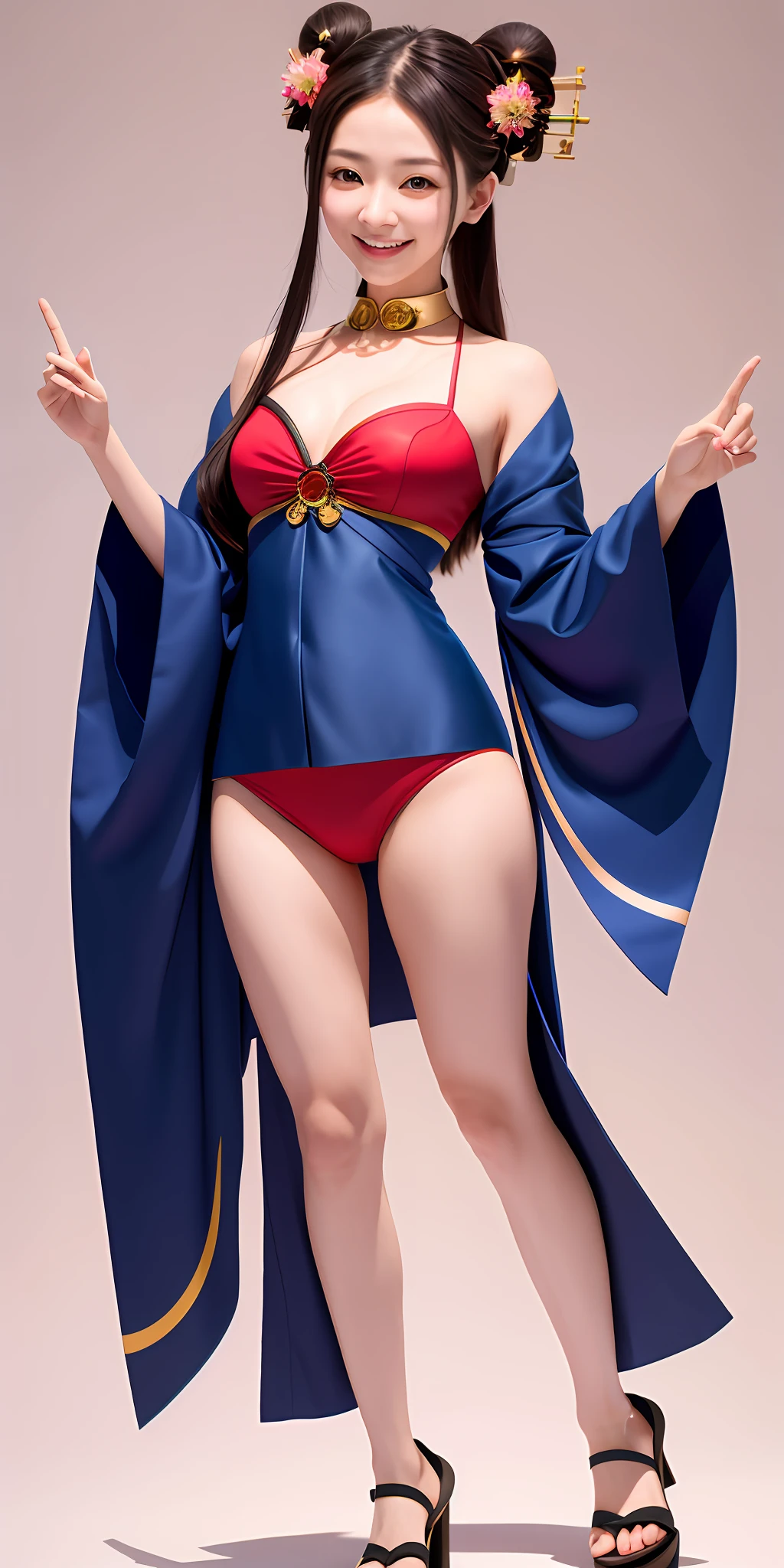 Images that show the beauty of artificial intelligence, such as symbols and circuits that overlap with an impressive palette of vivid and seductive colors. Showing your teeth and smiling, Oiran , 17 years old
