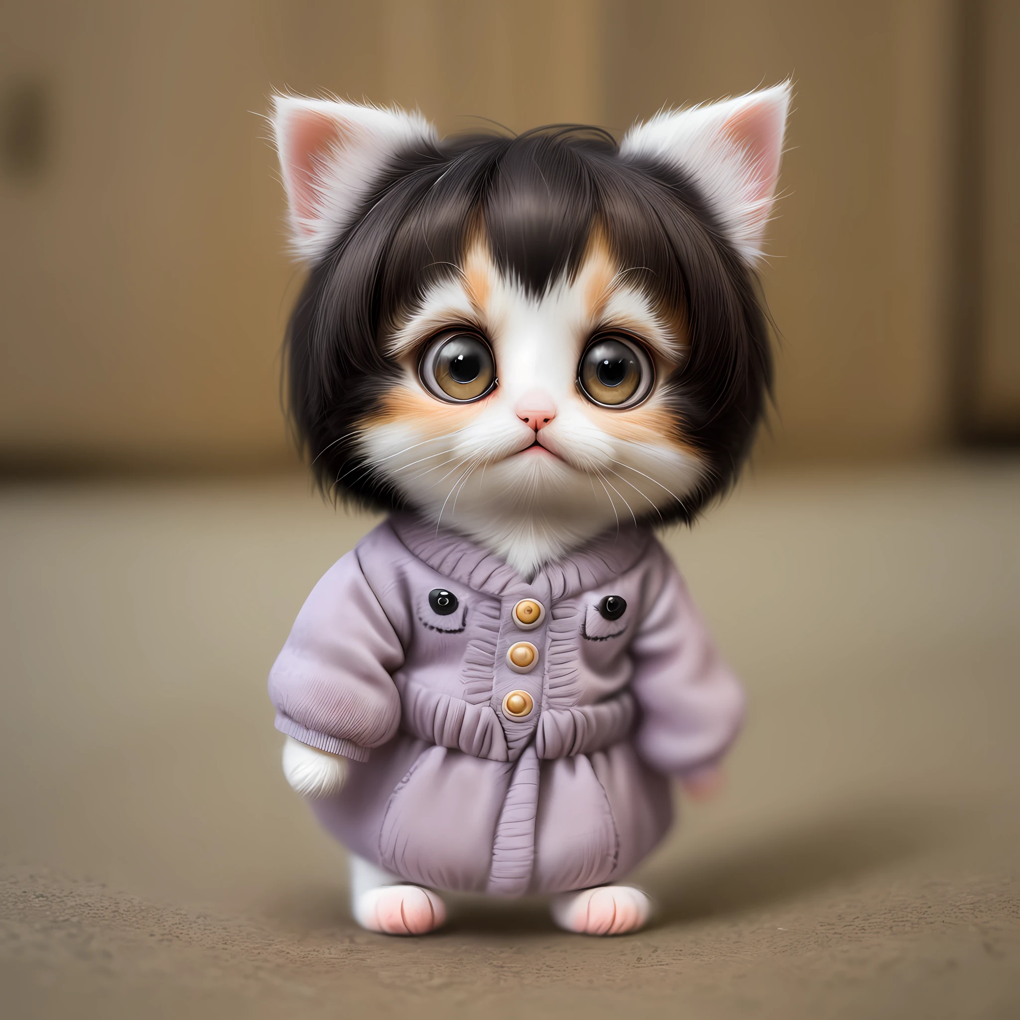a cute so small kitten , big eyes, gress beckground