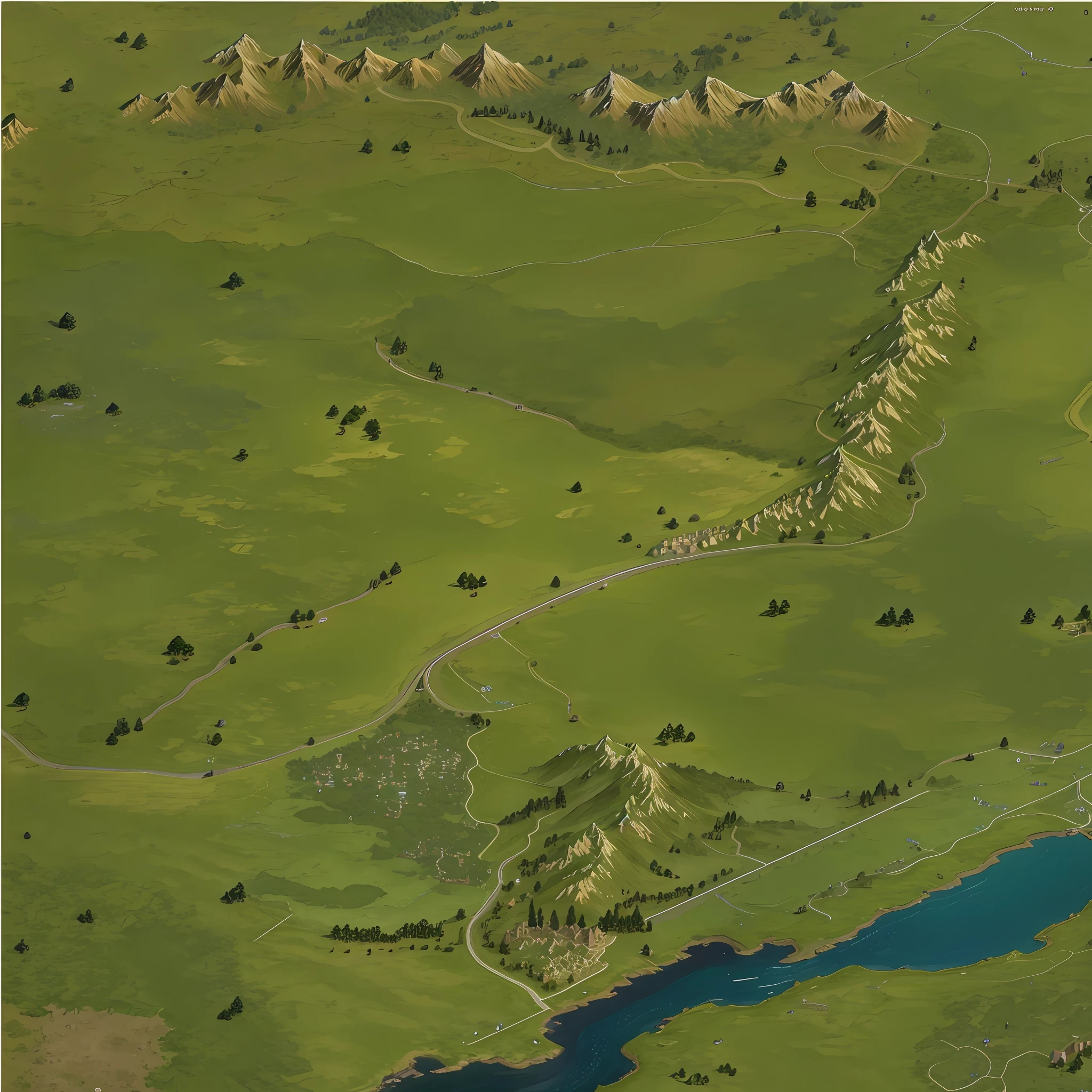 araffes in a field with a river and a forest, steam workshop maps, no trees, hyper detailed, zoom out very far, game map, grassy plains, coastline, highly detailed terrain, an expansive grassy plain, entire city visible, detailed scenery — Width 672, highly detailed maps, simple fantasy maps, r/battlemaps, detailed terrain, rock walls of river channels