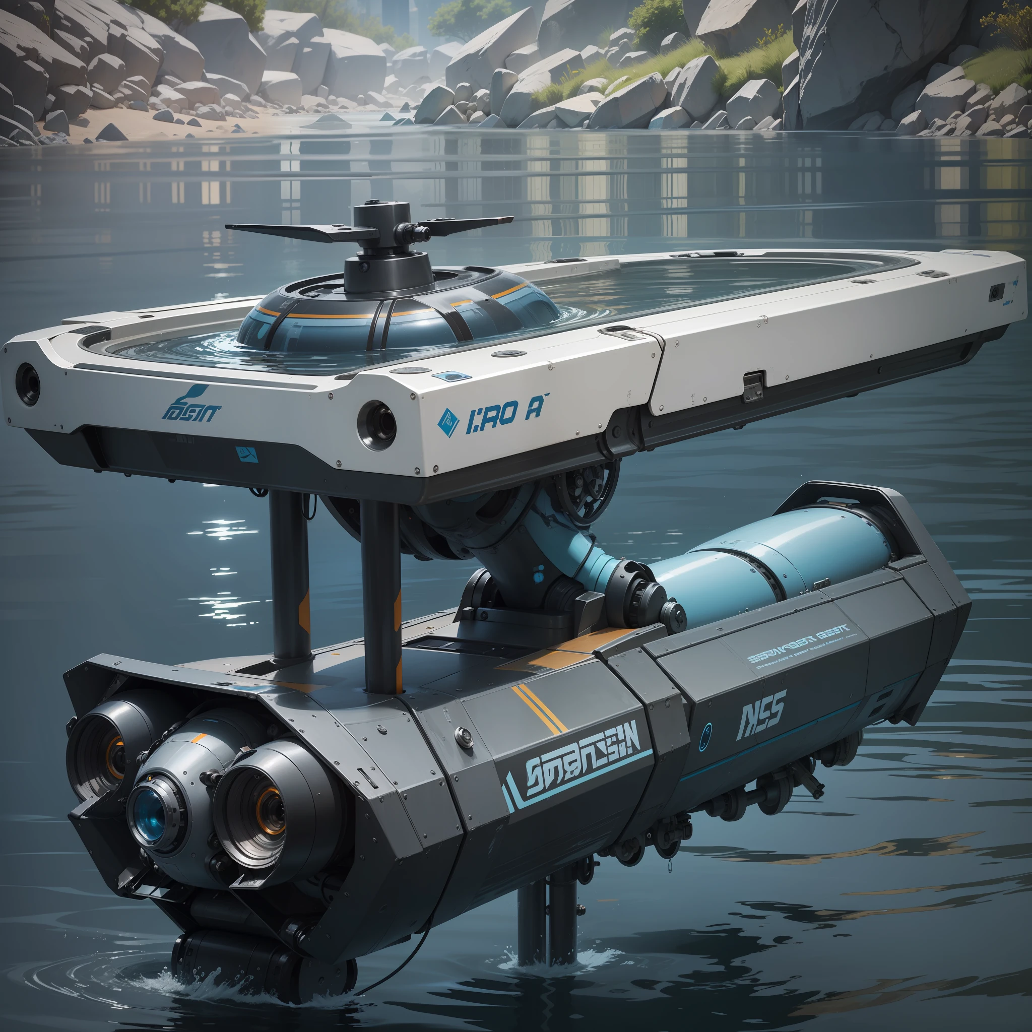 This painting shows an intricately designed underwater robot specifically designed to perform tasks in river water. Its appearance resembles an elegant and flexible sea creature. The main body of the robot is streamlined and constructed of lightweight alloy materials to provide excellent handling and efficient power. Its color is a combination of dark blue and silver, which makes it stand out in the water.
The design of the robot's head is inspired by the head of a fish. It has a transparent dome similar to the shape of a fisheye that can accommodate high-resolution cameras and sensors. These devices provide clear images and detailed environmental data, allowing the robot to accurately perceive the underwater environment around it.
The robot's body has a streamlined silhouette and is flanked by multiple flexible robotic arms that can complete a variety of tasks. These robotic arms are equipped with tools and sensors for sampling water quality, collecting samples, and manipulating objects. The robot's body is also highly maneuverable, moving freely in water and flexibly responding to complex environments.
In the tail of the robot, there are a pair of powerful thrusters, which are designed to resemble a fishtail shape to provide high speed and stable propulsion. This design allows the robot to move quickly through the water and has the ability to respond quickly.
The entire surface of the robot is covered with a corrosion-resistant coating to cope with the harsh underwater environment and extend the service life of the robot. In addition, it is equipped with an advanced communication system that can communicate with operators or other robots in real time for collaborative work.
The painting shows an underwater robot sailing freely in a wide river. The robot's swimming posture is elegant and stable, demonstrating its excellent underwater maneuverability and functionality. Through this painting, you can feel the technological charm of underwater robots and their po