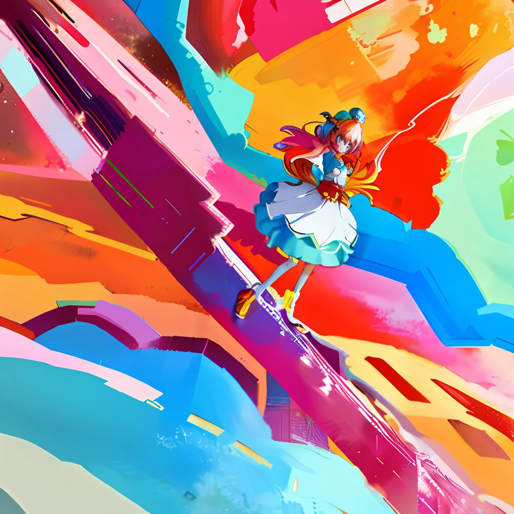 anime girl with colorful hair and a colorful dress, rossdraws pastel vibrant, rossdraws cartoon vibrant, anime style 4 k, beautiful anime portrait, artgerm colorful!!!, ! dream artgerm, beautiful anime girl, anime styled digital art, anime art wallpaper 4k, anime art wallpaper 4 k, digital anime art, extremely detailed artgerm