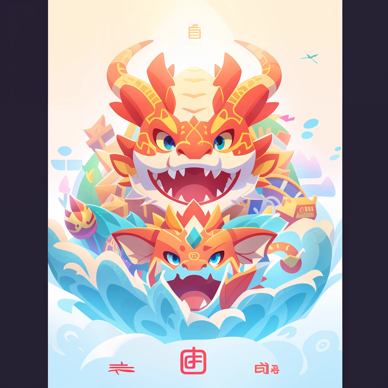 It is an icon, a Chinese dragon on the front, looking at the viewer, digital illustration style, soft lighting, isometric, 3d icon,