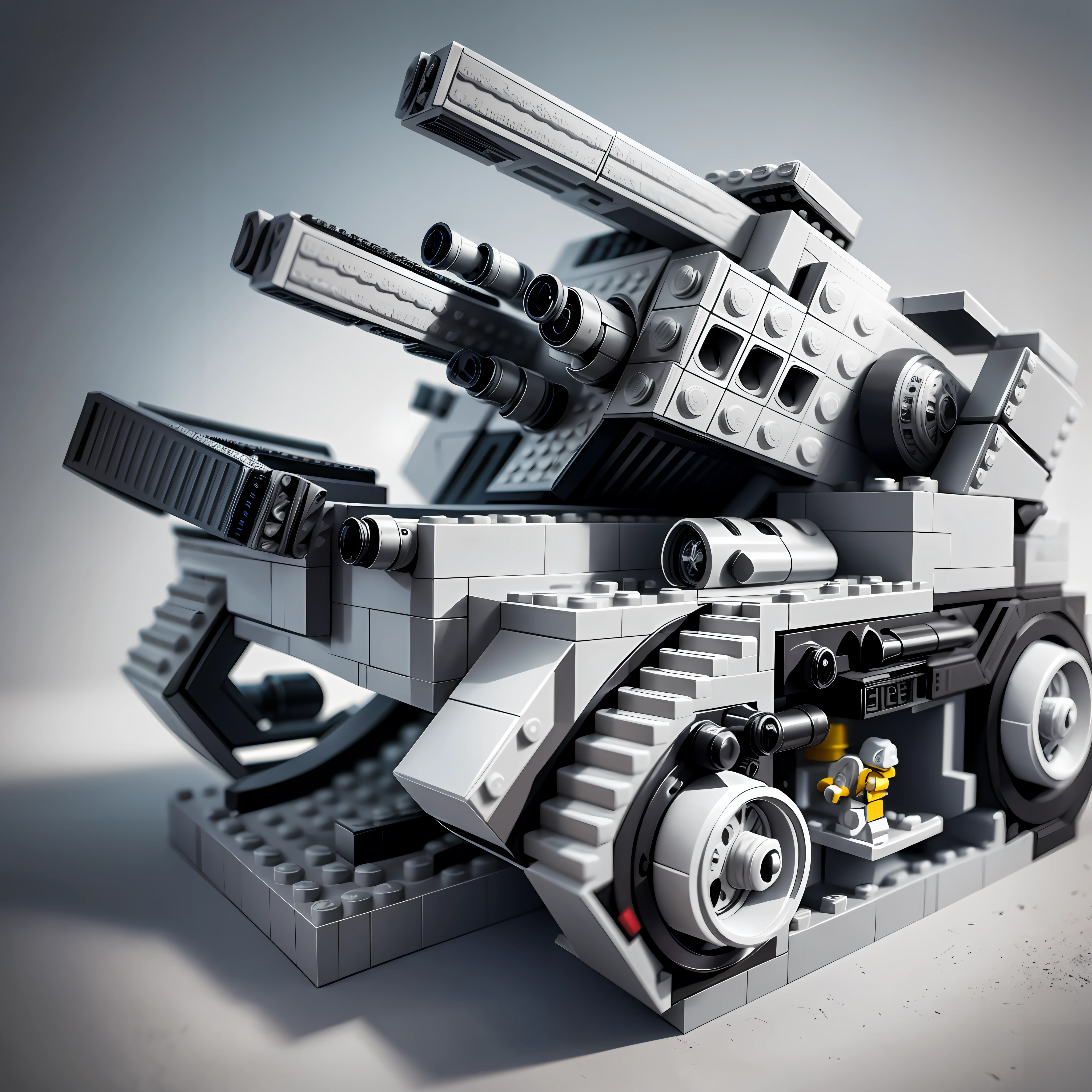 Lego Style Concept Artillery Lego Brick Futurism Future Game Style Futurism Science Fiction Futurism Style Grey