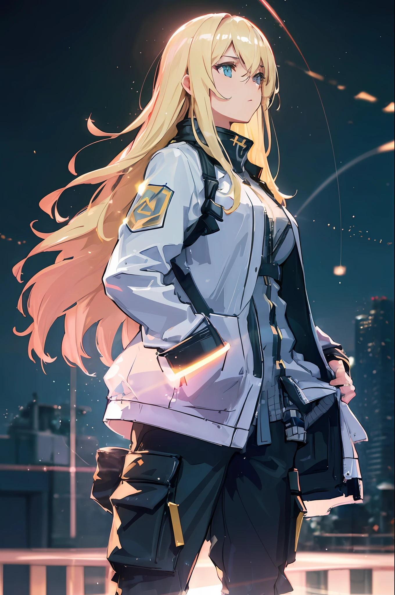 a girl blowing a big bubblegum with both of her hand in her pocket , (hands in pocket:1.4),  (big bubblegum:1.4), (Shibuya:1.4), (night lights:1.4), (Thick Body:1.4), (Long Blond Hair:1.4), Green Eyes, HDR (High Dynamic Range), Ray Tracing, NVIDIA RTX, Super-Resolution, Unreal 5, Subsurface Scattering, PBR Texturing, Post-Processing, Anisotropic Filtering, Depth-Of-Field ,Maximum Clarity And Sharpness, Multi-Layered Textures, Albedo And Specular Maps, Surface Shading, Accurate Simulation Of Light-Material Interaction, Octane Render, Two-Tone Lighting, Low ISO, White Balance, Rule Of Thirds, Wide Aperture, 8K RAW, Efficient Sub-Pixel, Sub-Pixel Convolution, (Luminescent Particles:1.4), {{Masterpiece, Best Quality, Extremely Detailed CG, Unity 8k Wallpaper, 3D, Cinematic Lighting, Lens Flare}},