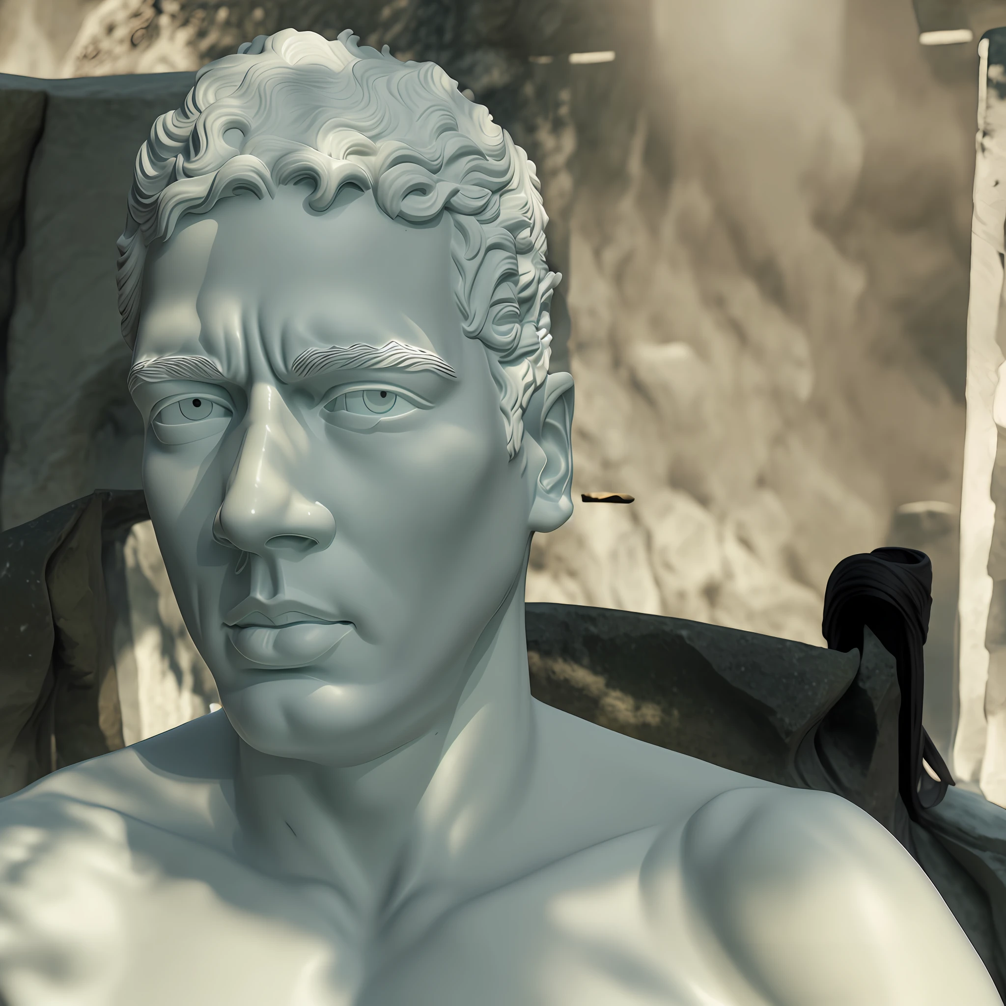 White stone statue, sculpture style of Giovanni Strazza, realistic image, 8k