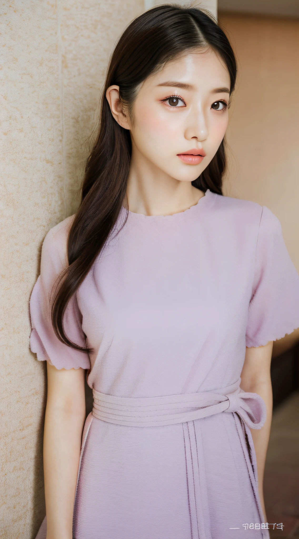 Korean women, goddess, long hair, delicate skin texture and cloth texture, delicate eyes, long eyelashes, double eyelids, upper body, hotel, 8k, highest quality, masterpiece, super high resolution_1.2: Beautiful female photo with the theme of Paul Rubens and Rebecca Gie style, Arakfi in dress, zettai ryouiki, feminine in cute pastel tones, feminine in pastel tones, wearing smooth dresses, pastel tones, pastel colors, Light color clothing, pastel tones, pastel clothing, Korean female fashion model, pastel style, multi-layer clothing, wearing elegant clothing, soft and cute colors