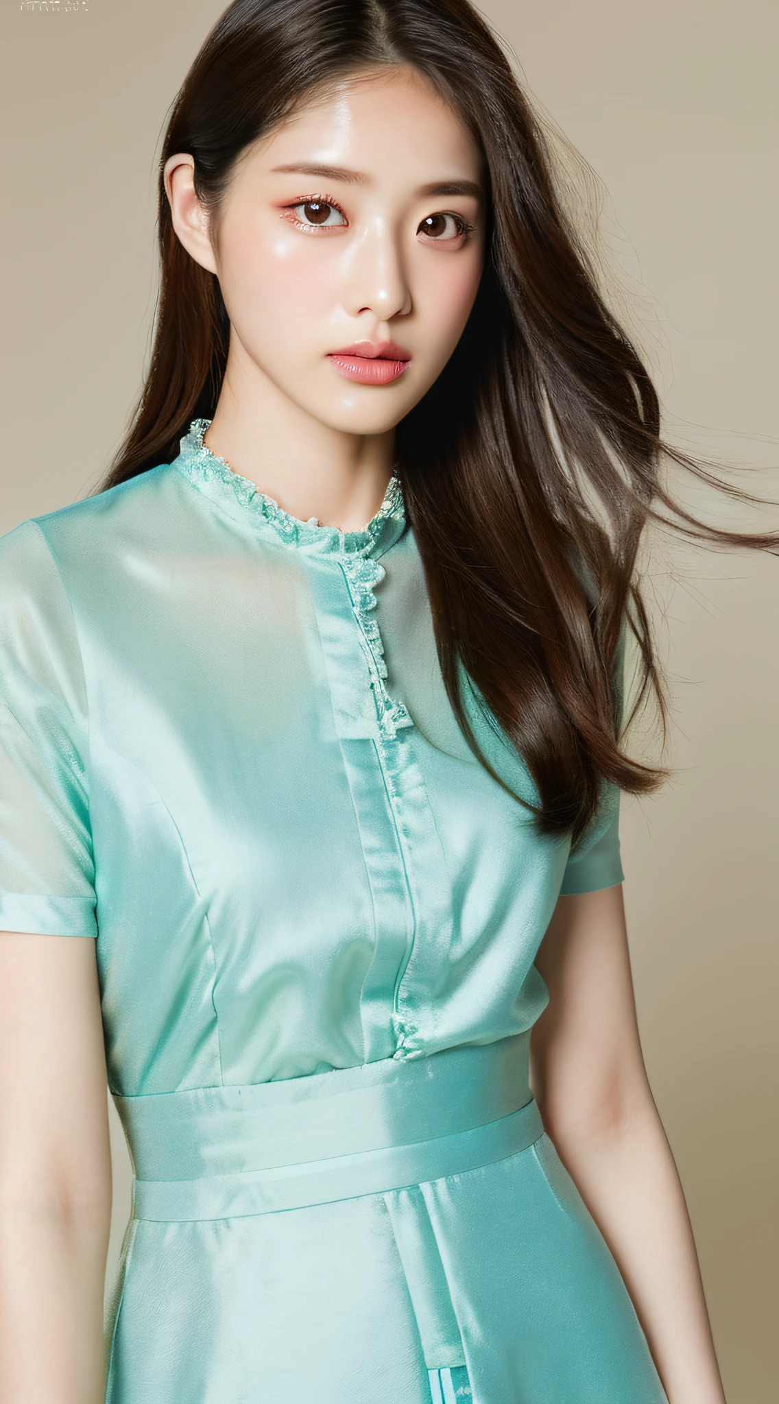 Korean women, goddess, long hair, delicate skin texture and cloth texture, delicate eyes, long eyelashes, double eyelids, upper body, hotel, 8k, highest quality, masterpiece, super high resolution_1.2: Beautiful female photo with the theme of Paul Rubens and Rebecca Gie style, Arakfi in dress, zettai ryouiki, feminine in cute pastel tones, feminine in pastel tones, wearing smooth dresses, pastel tones, pastel colors, Light color clothing, pastel tones, pastel clothing, Korean female fashion model, pastel style, multi-layer clothing, wearing elegant clothing, soft and cute colors