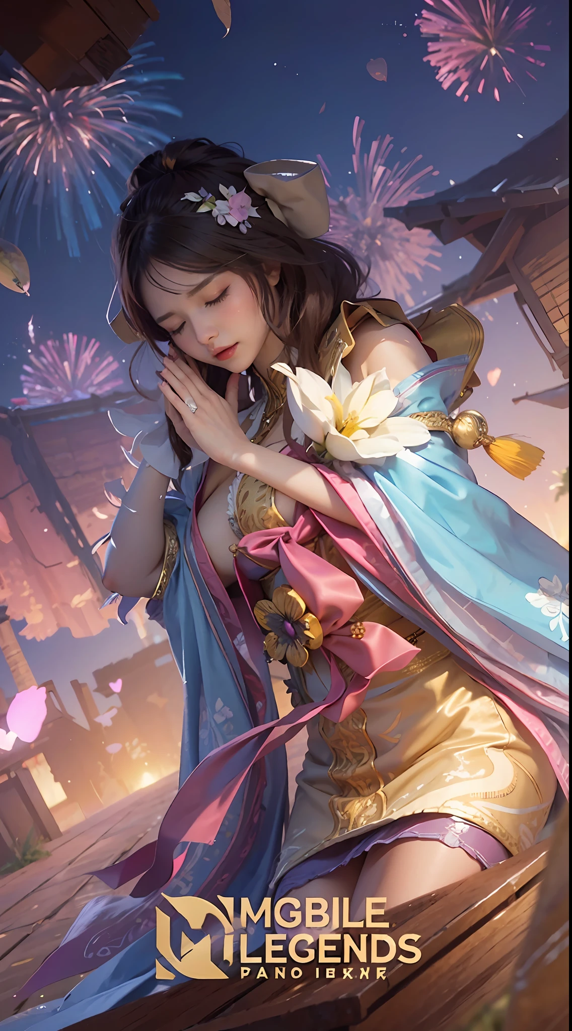 Best quality, masterpiece, big boobs, (large breasts), detailed skin texture, detailed cloth texture, detailed face, super detail, 8k, intricate detail, 1girl, closed eyes