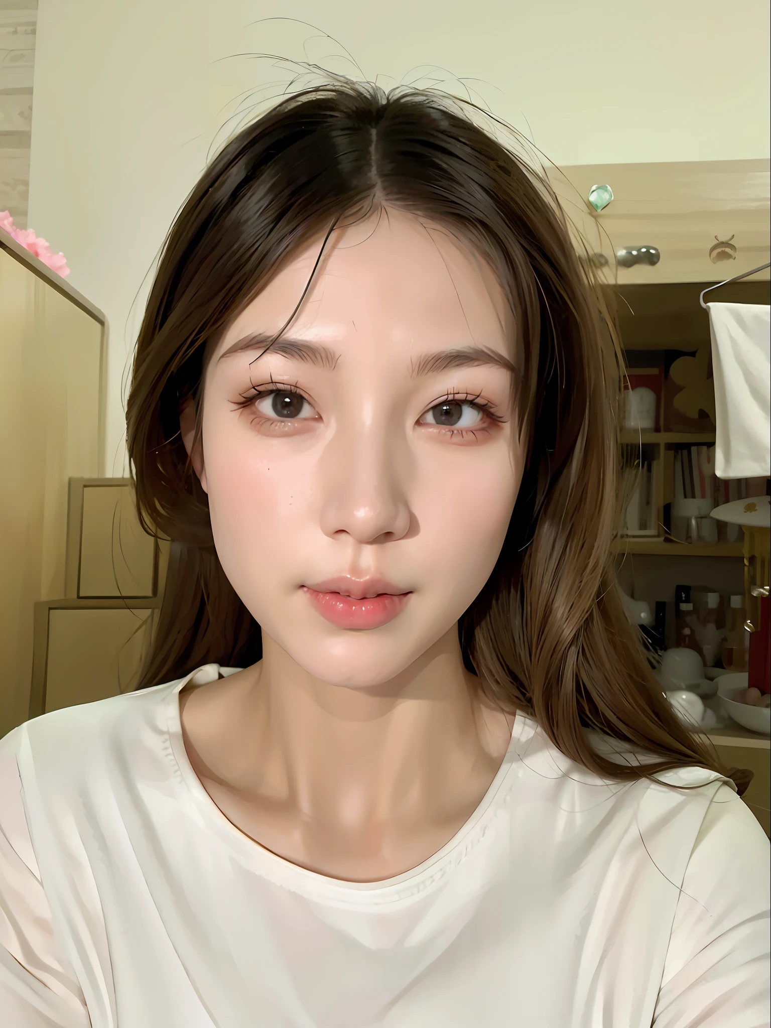 There is a woman in a cheongsam, 2 7 years old, 2 8 years old, 2 9 years old, 3 2 years old, delicate makeup, Ye Wen, 2 3 years old, round face, cute lian, gold tiara, pearl necklace, jade hairpin
