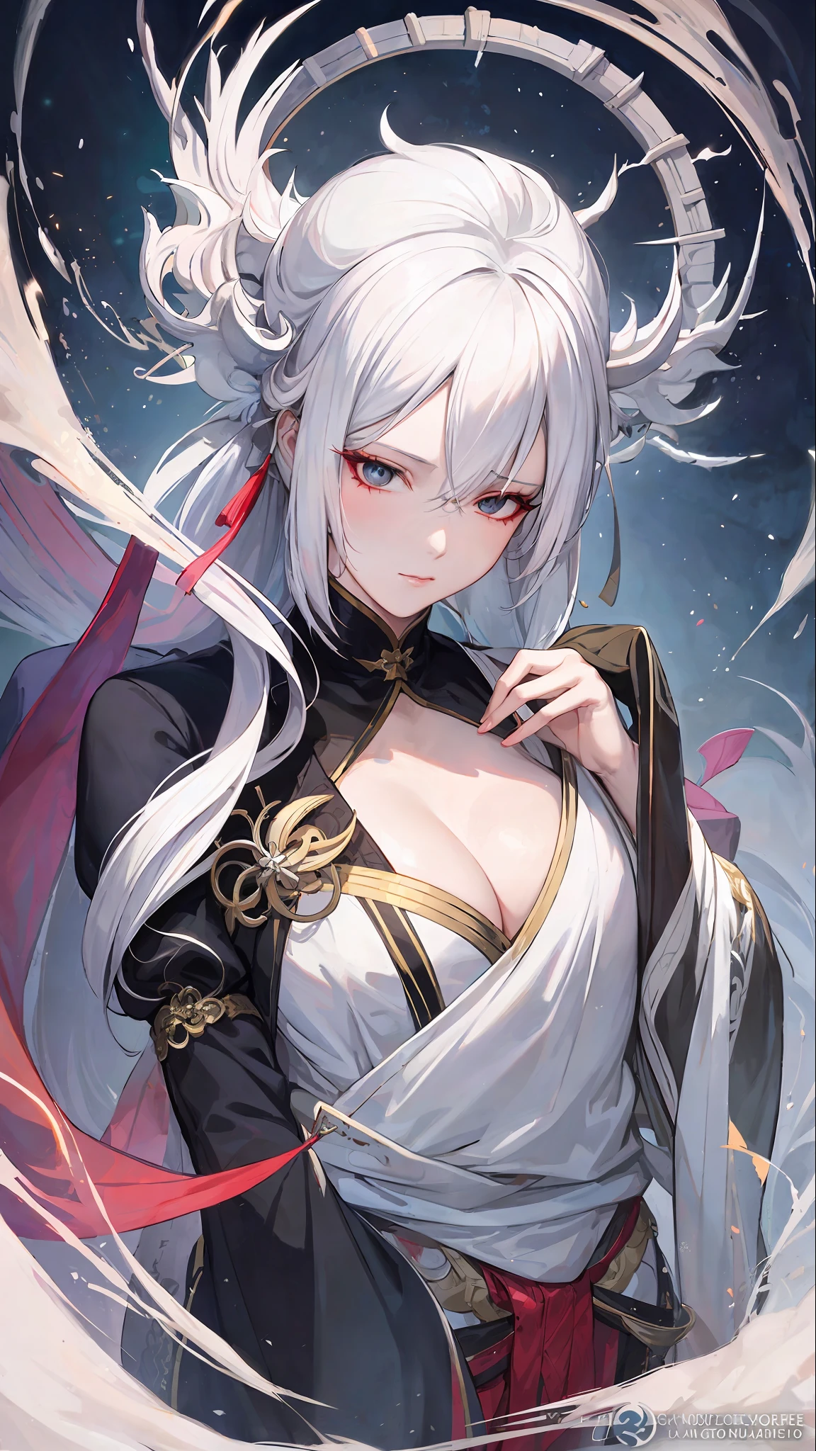 a close up of a woman with white hair and a white mask, beautiful character painting, guweiz, artwork in the style of guweiz, white haired deity, by Yang J, epic exquisite character art, stunning character art, by Fan Qi, by Wuzhun Shifan, guweiz on pixiv artstation