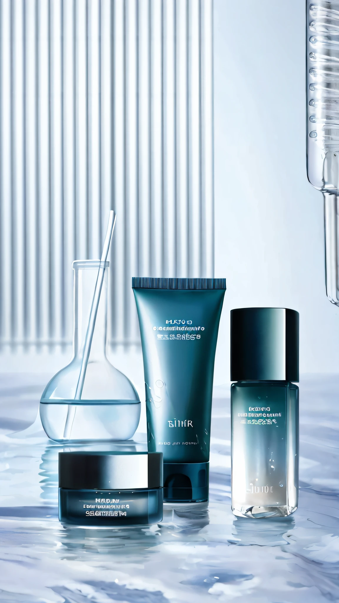 There are three different skincare products sitting on a table, skincare products, crisp smooth clean lines, men, slideshow, display case, Ji-Min, highlights, shiny skin, collection of products, skincare, handsome, product advertising, women, visual clarity, product presentation photos, clean face and body skin, banner, original and clean design, face
