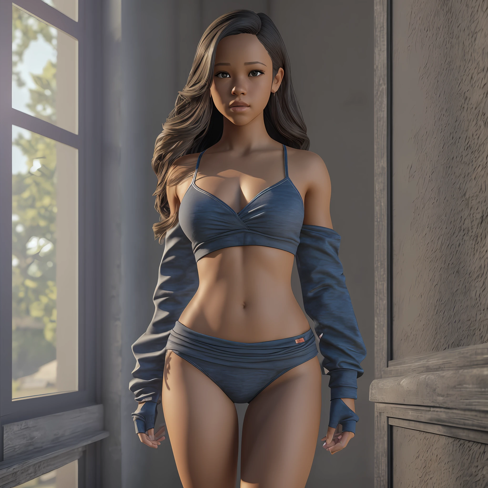 (Jenna Ortega: 3.0), (torn dress: 1.5), (dancer:1.5), ((evening light)), (groin: 1.7), (groin: 1.5), (focus on face: 1.2), collarbone, belly button, natural light, extremely detailed, 8yk, raw photo, high level of detail, (ray tracing), (masterpiece), (best quality), high resolution, (realistic: 1.4), physically based representation, ultra-realistic, full body --auto --s2