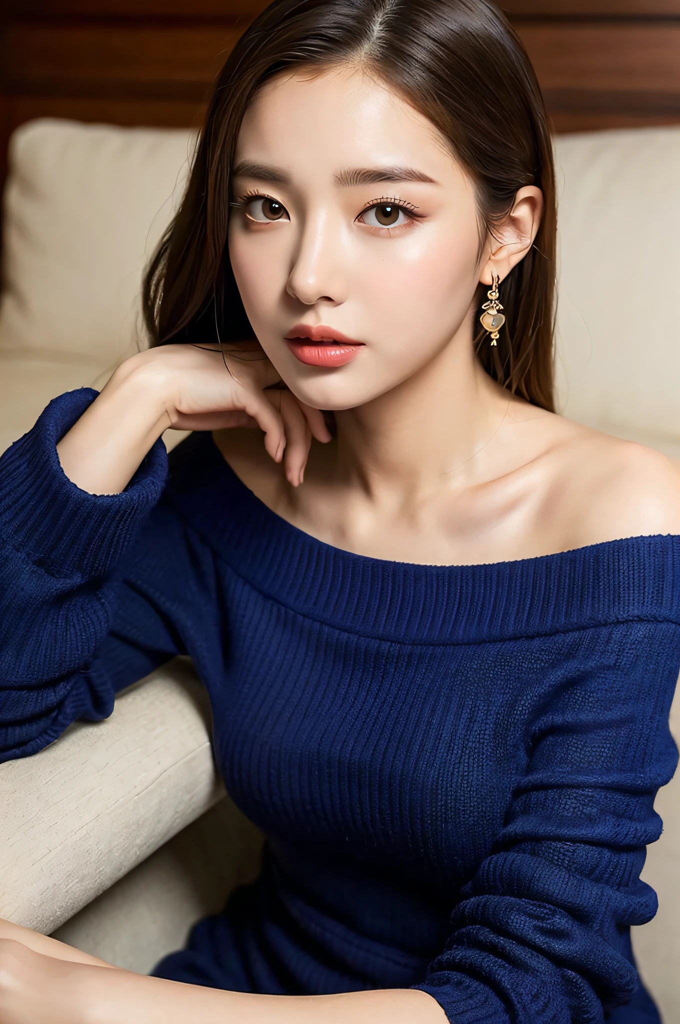 (8K, Best Quality, Masterpiece: 1.2), (Realistic, Photorealistic: 1.37), Super Detail, 1 Girl, Cute, Off shoulder, Big Breasts