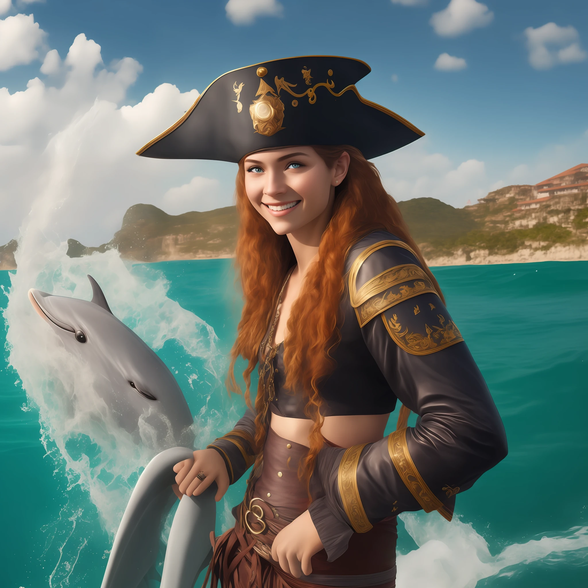 Dolphin, beautiful and charming female pirate, 18 years old, --auto --s2