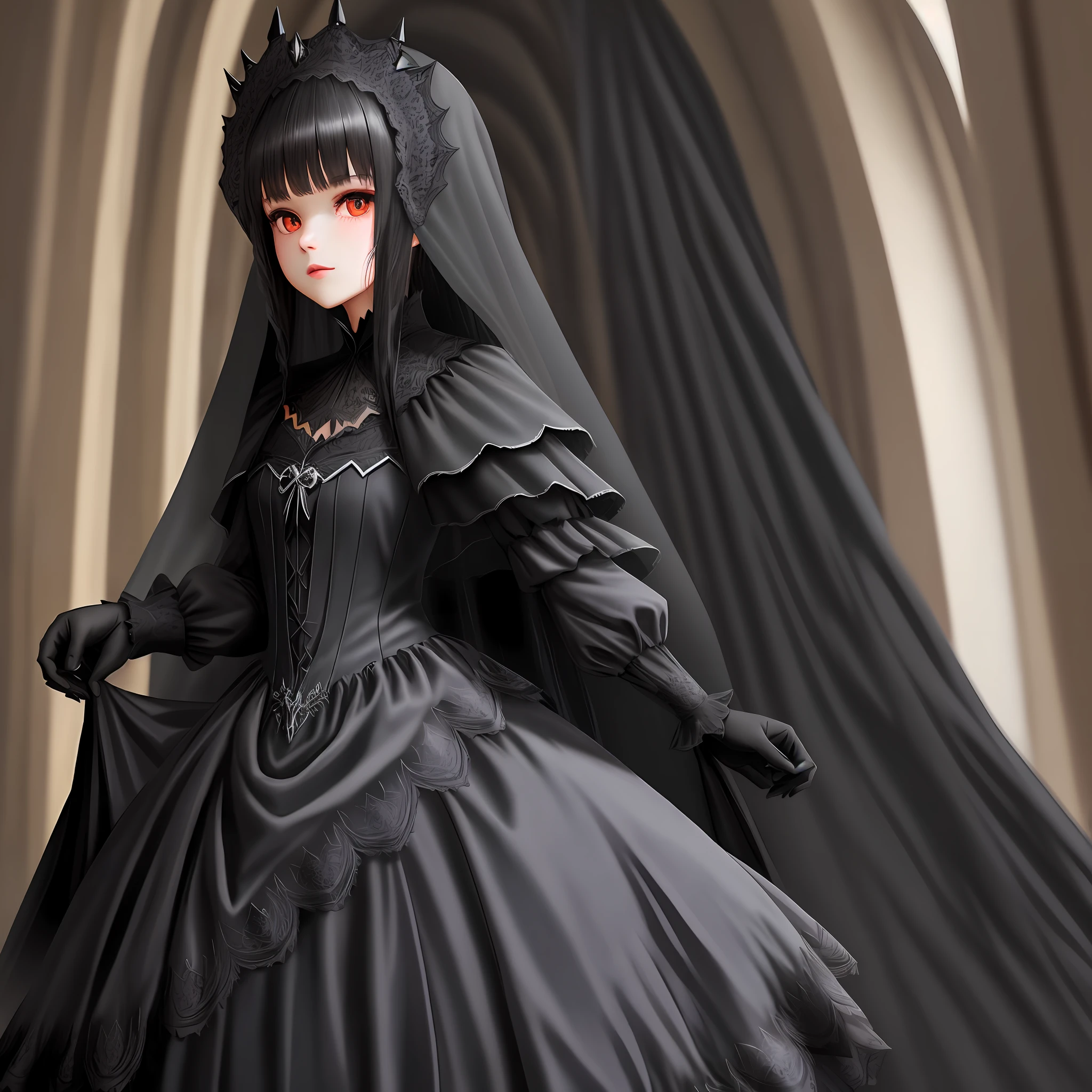 Black Dark Princess dress, Devil's veil, Dark Princess, beauty, black stockings, highest quality