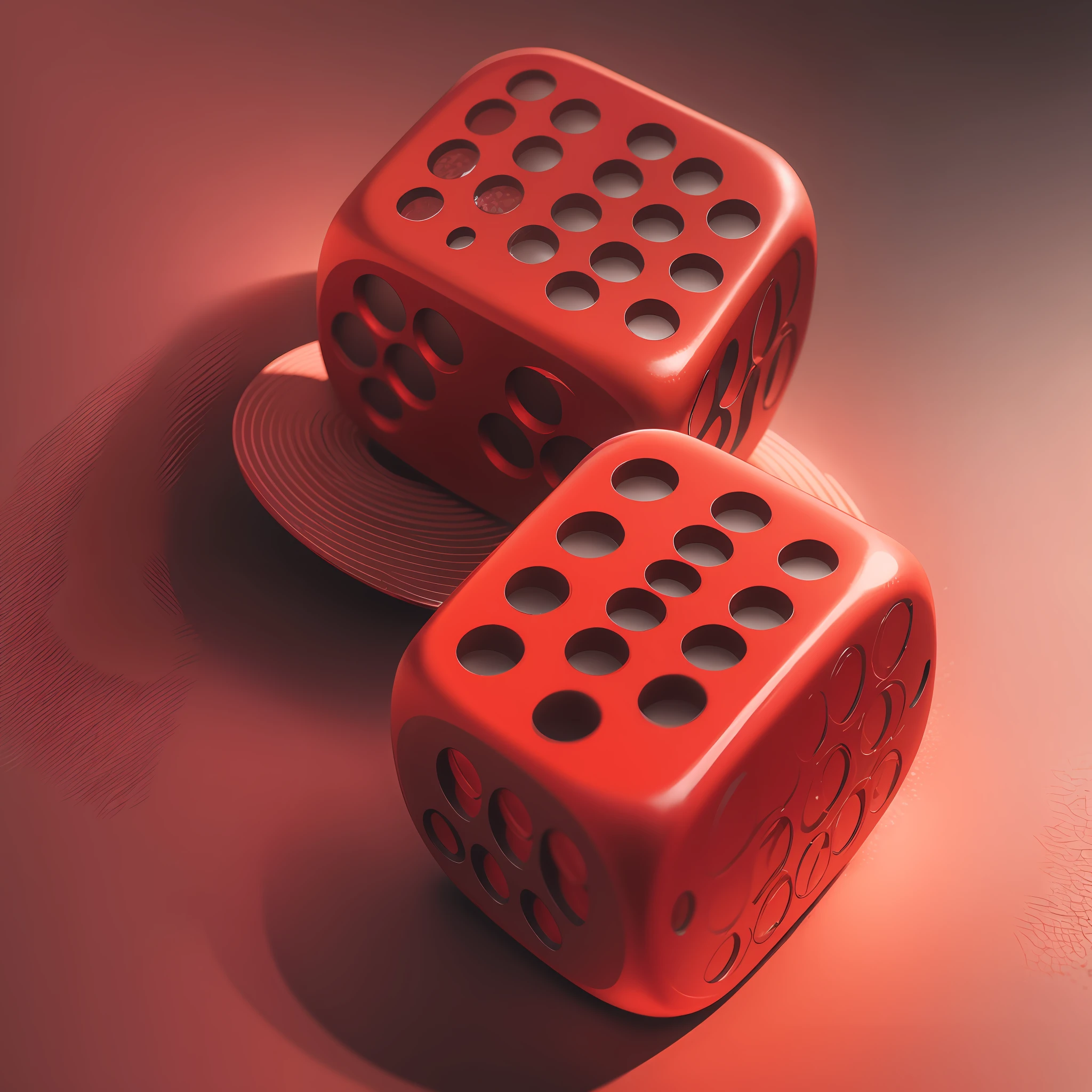 Two dice, red, textured, undulating --auto --s2