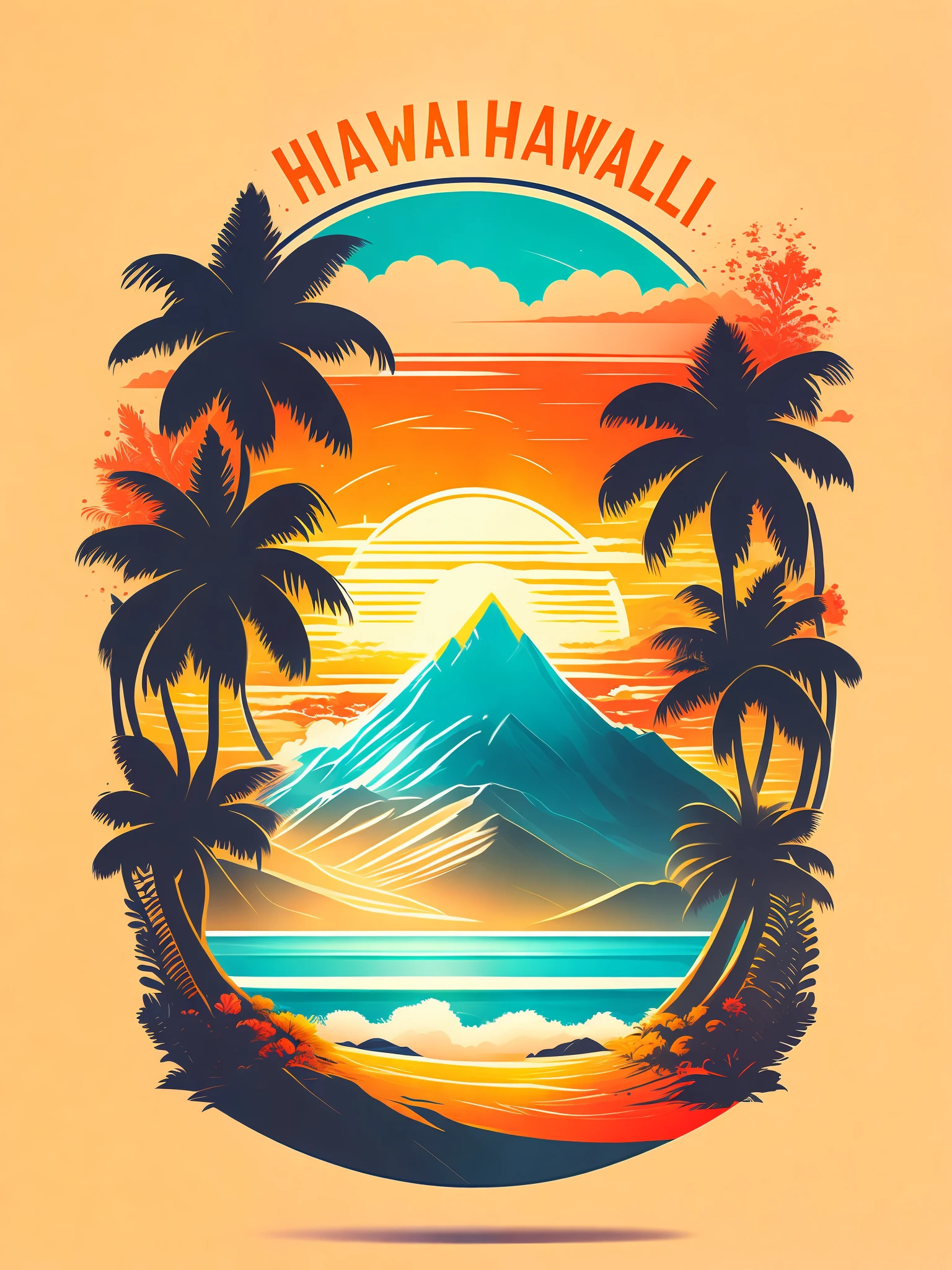 t-shirt design, rzminjourney, vector art, summer design, hot like hawaii