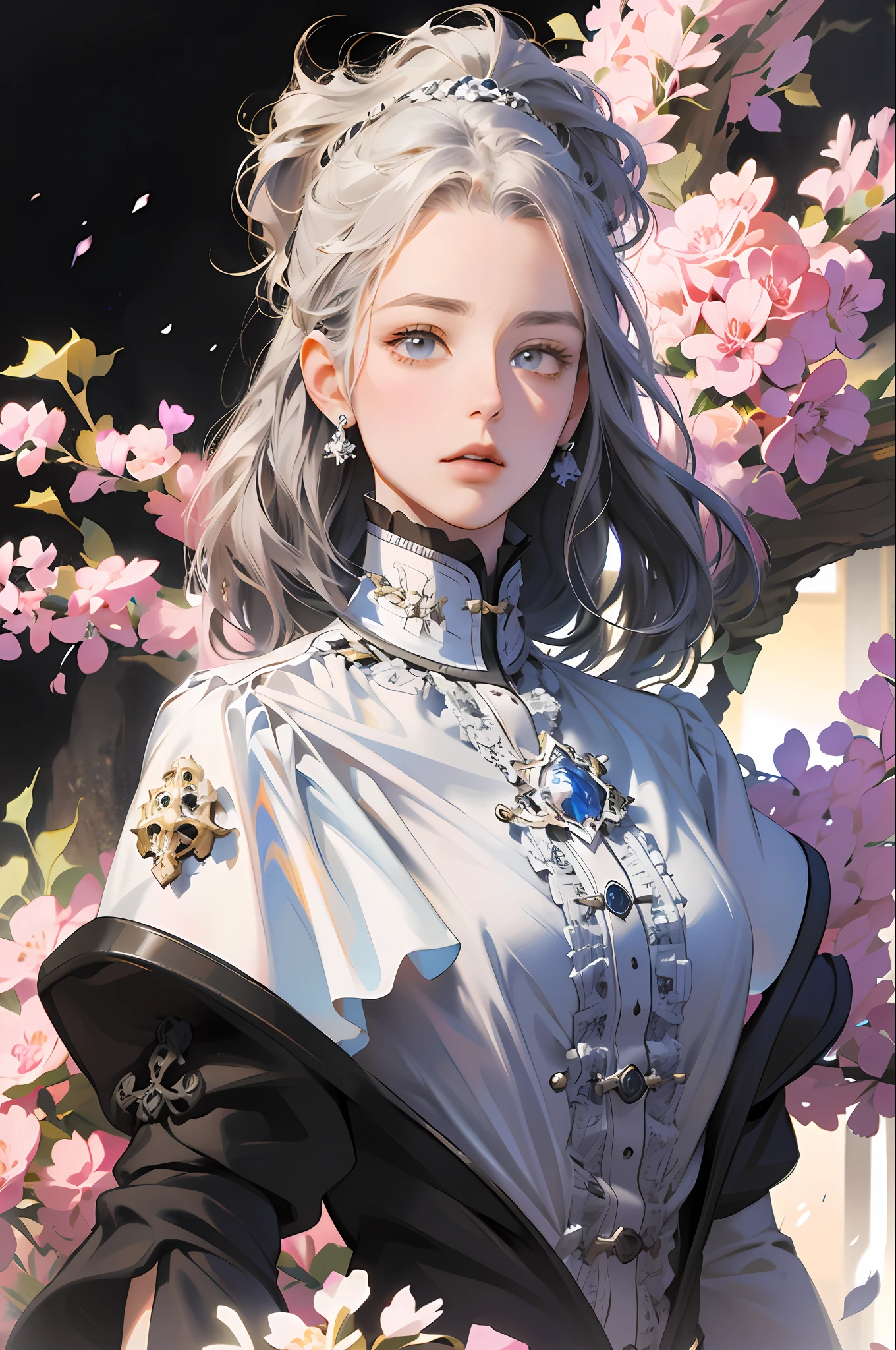(Absurd, High Resolution, Ultra Detailed), 1girl, Solo, Very Detailed Eye, (Official Art, Beautiful and Aesthetic: 1.2), (Fractal Art: 1.3), Platinum Color Scheme, Most Detailed