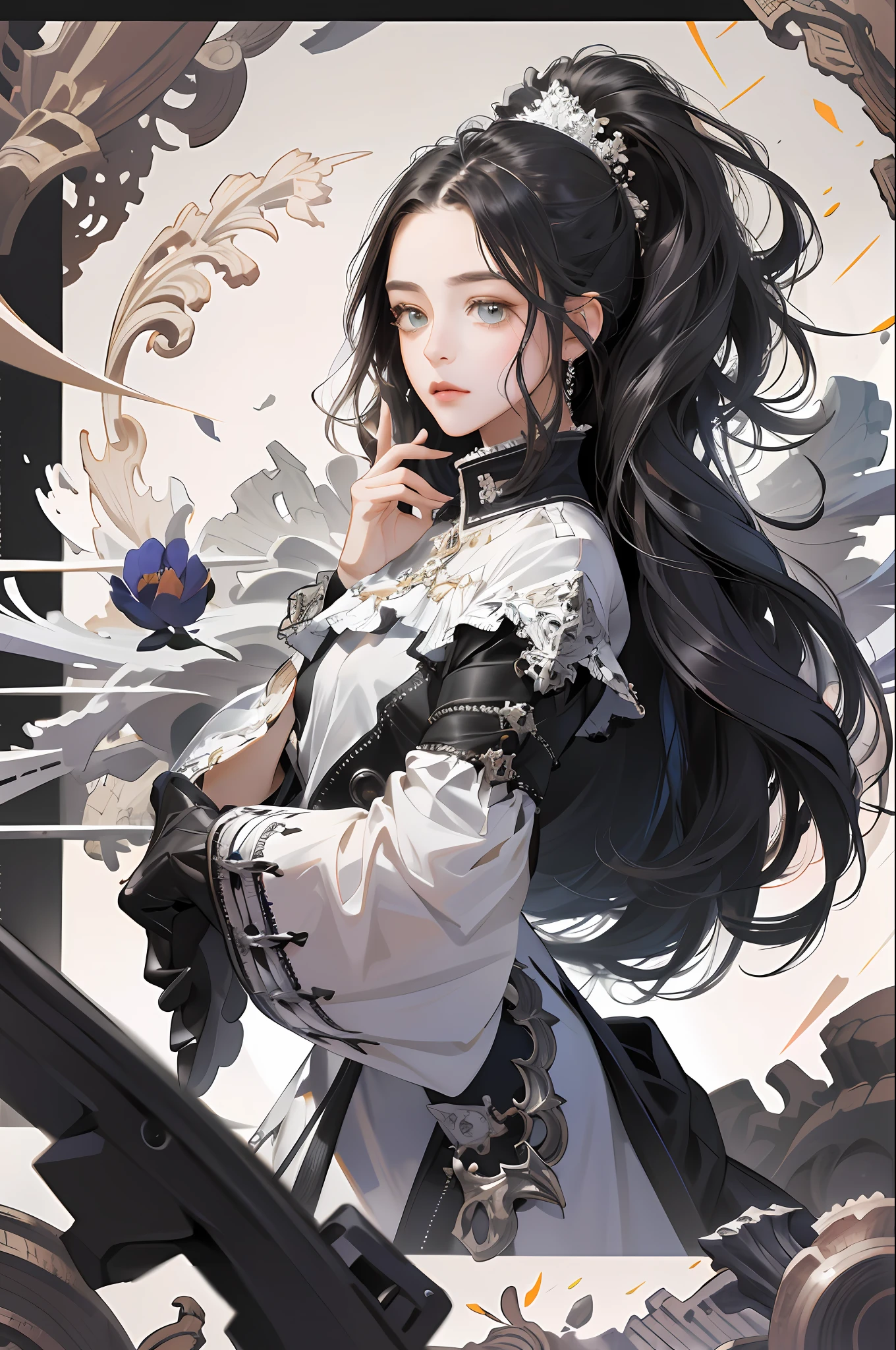 (Absurd, High Resolution, Ultra Detailed), 1girl, Solo, Very Detailed Eye, (Official Art, Beautiful and Aesthetic: 1.2), (Fractal Art: 1.3), Platinum Color Scheme, Most Detailed