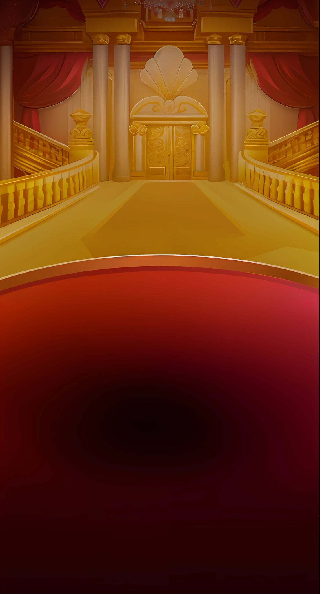 There are red carpets, palace backgrounds, ballroom backgrounds, golden ballroom backgrounds, cartoons, casual game style, 3d, blender, masterpiece, super detail, best quality