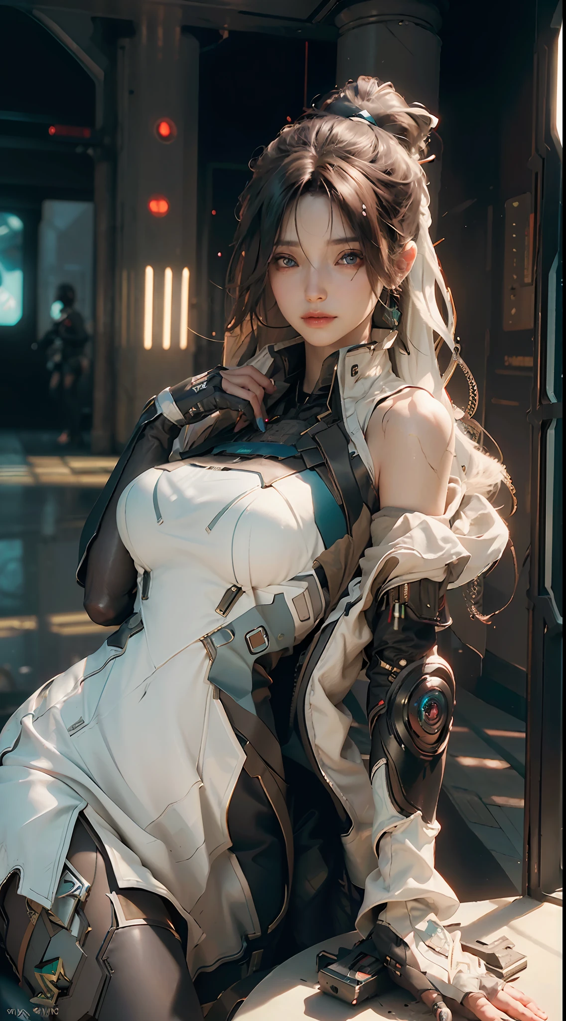 ((Best quality)), ((masterpiece)), (detailed:1.4), 3D, an image of a beautiful cyberpunk female,HDR (High Dynamic Range),Ray Tracing,NVIDIA RTX,Super-Resolution,Unreal 5,Subsurface scattering,PBR Texturing,Post-processing,Anisotropic Filtering,Depth-of-field,Maximum clarity and sharpness,Multi-layered textures,Albedo and Specular maps,Surface shading,Accurate simulation of light-material interaction,Perfect proportions,Octane Render,Two-tone lighting,Wide aperture,Low ISO,White balance,Rule of thirds,8K RAW,
