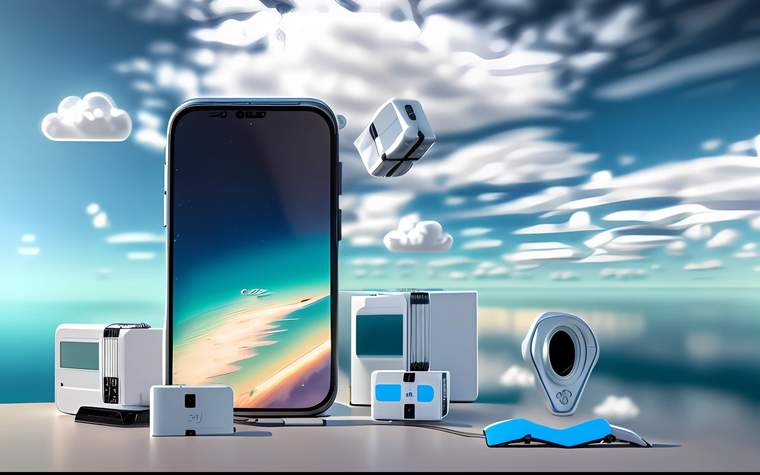 mobile phone,gps pointer,boxs,clouds,
product photography,preofessional,ultra quality,high details, (HDR), (8k), (gigapixel), ((masterpiece))