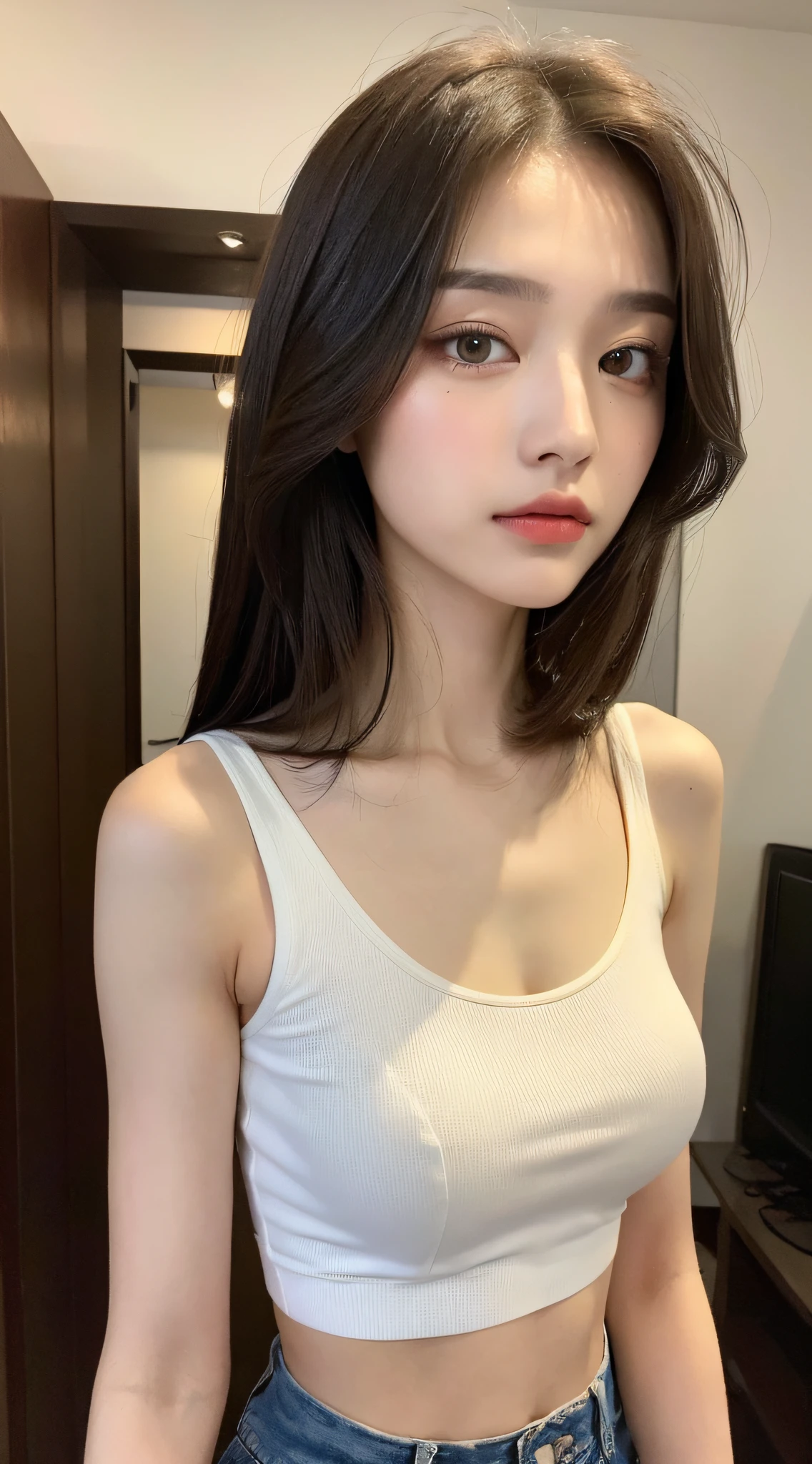 ((Best Quality, 8K, Masterpiece: 1.3)), 1girl, Slim Abs Beauty: 1.3, (Hairstyle Casual, Big: 1.2),, Super Fine Face, Delicate Eyes, Double Eyelids, Bar