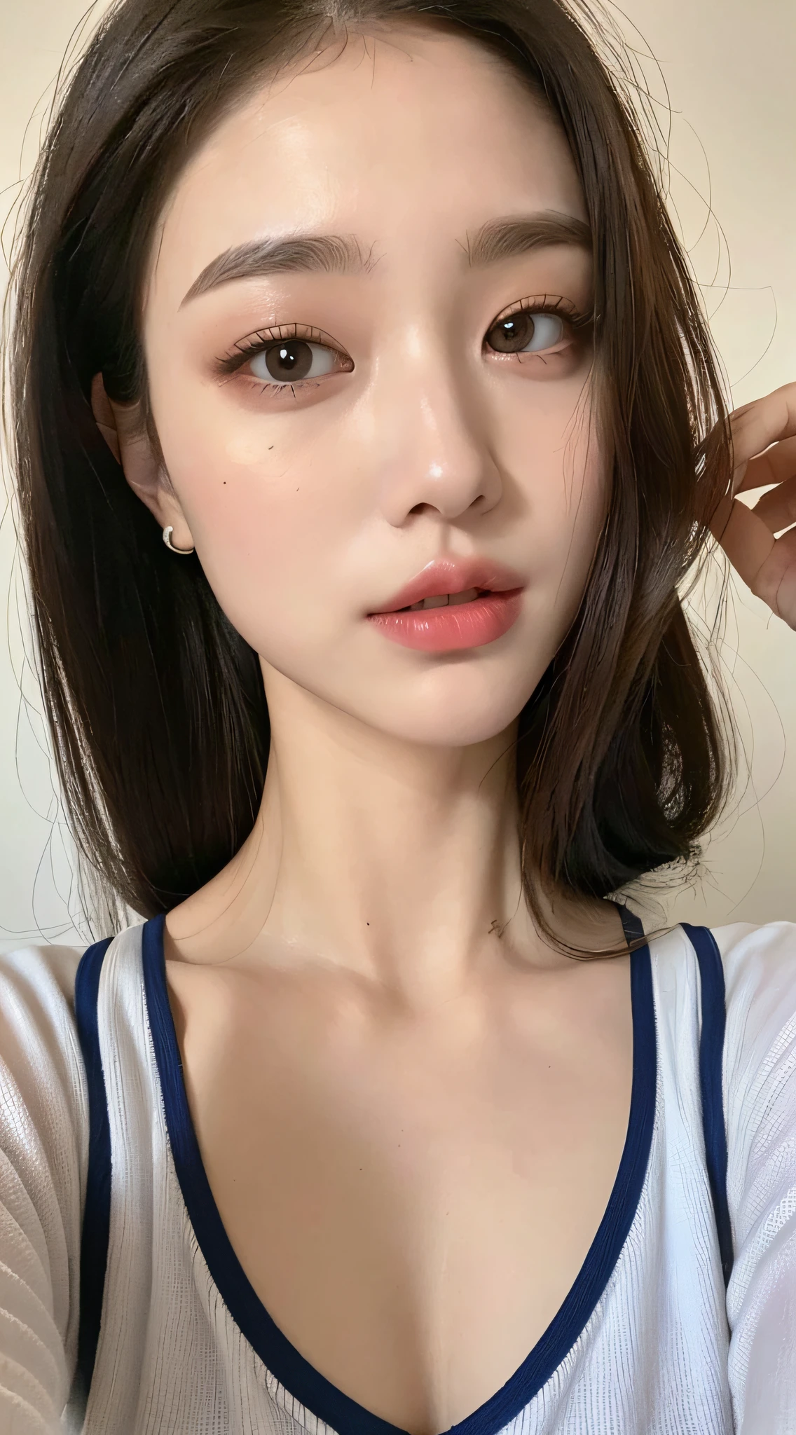 ((Best Quality, 8K, Masterpiece: 1.3)), 1girl, Slim Abs Beauty: 1.3, (Casual hairstyle, Big: 1.2),, Super fine face, Fine eyes, Double eyelids, tight tops, bent waist, onesies