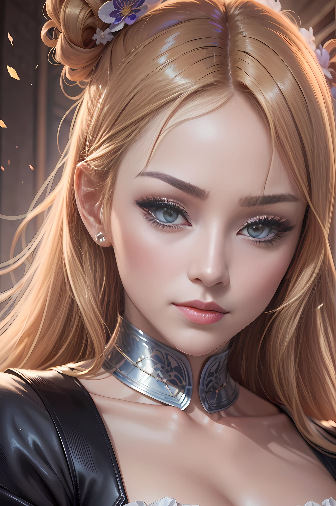 (best quality:1.3), (masterpiece:1.3), (detailed:1.3), 8K, stunning portrait of Erina Nakiri from the anime series "Food Wars!" Her regal presence is captured with precision, showcasing her elegance and confidence. The intricate details of her signature flowing hair and refined facial features are meticulously rendered, capturing her beauty with utmost accuracy. The lighting accentuates her porcelain-like skin, while her expressive eyes exude a mix of determination and sophistication. The composition centers around her face, allowing her charismatic personality to shine through. The camera angle is slightly tilted, adding a dynamic touch to the image and enhancing her powerful presence. Every element comes together to celebrate Erina Nakiri as an iconic anime character.