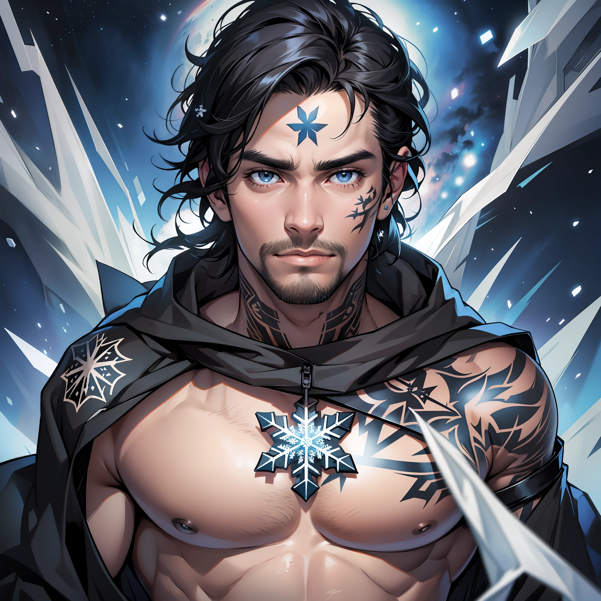 The space was gray, borderless, full of oppression, a dark-haired man with a snowflake tattoo on his chest