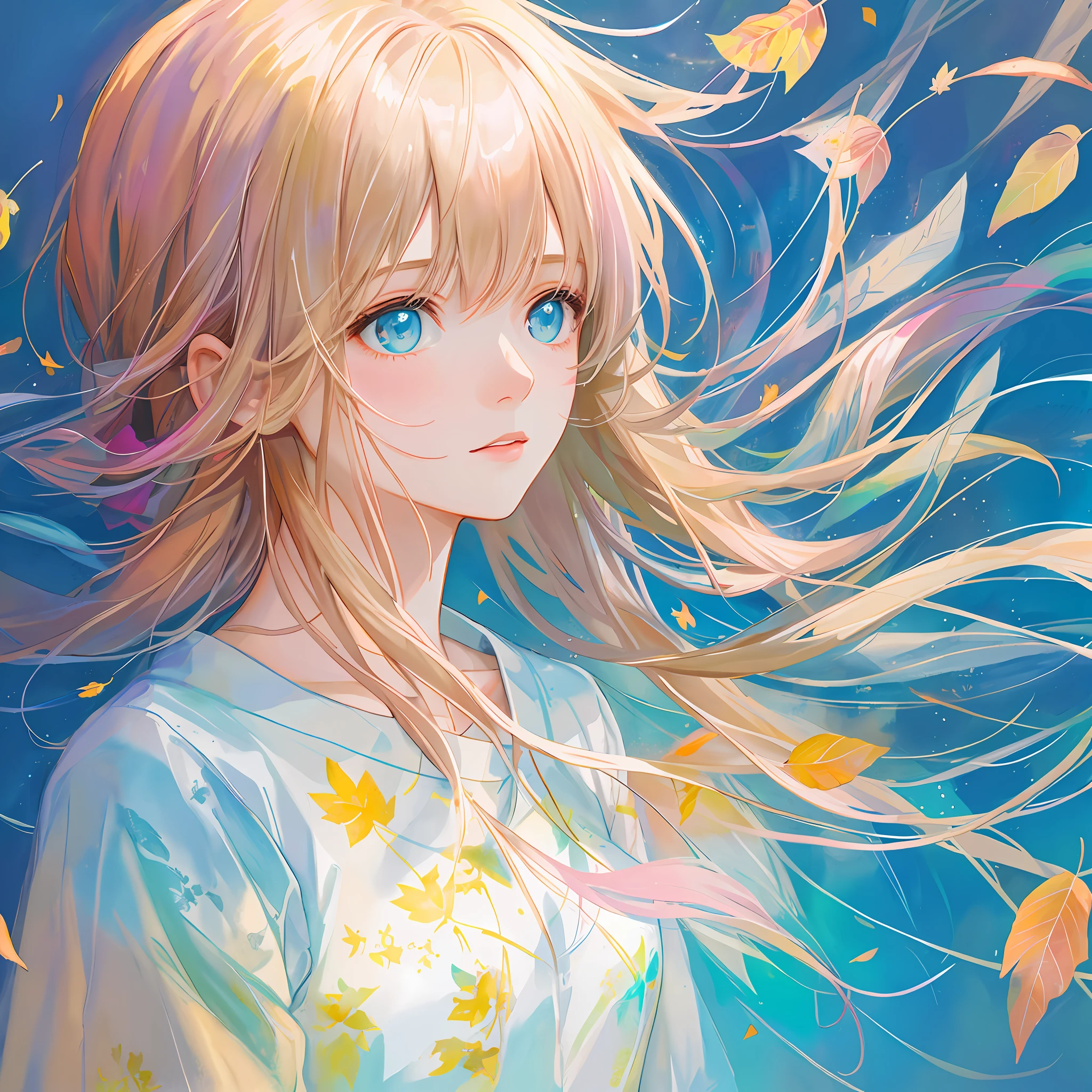 1girl, a painting by mse a woman by agnes cecile, luminous design, pastel colours, ink drips, autumn lights
