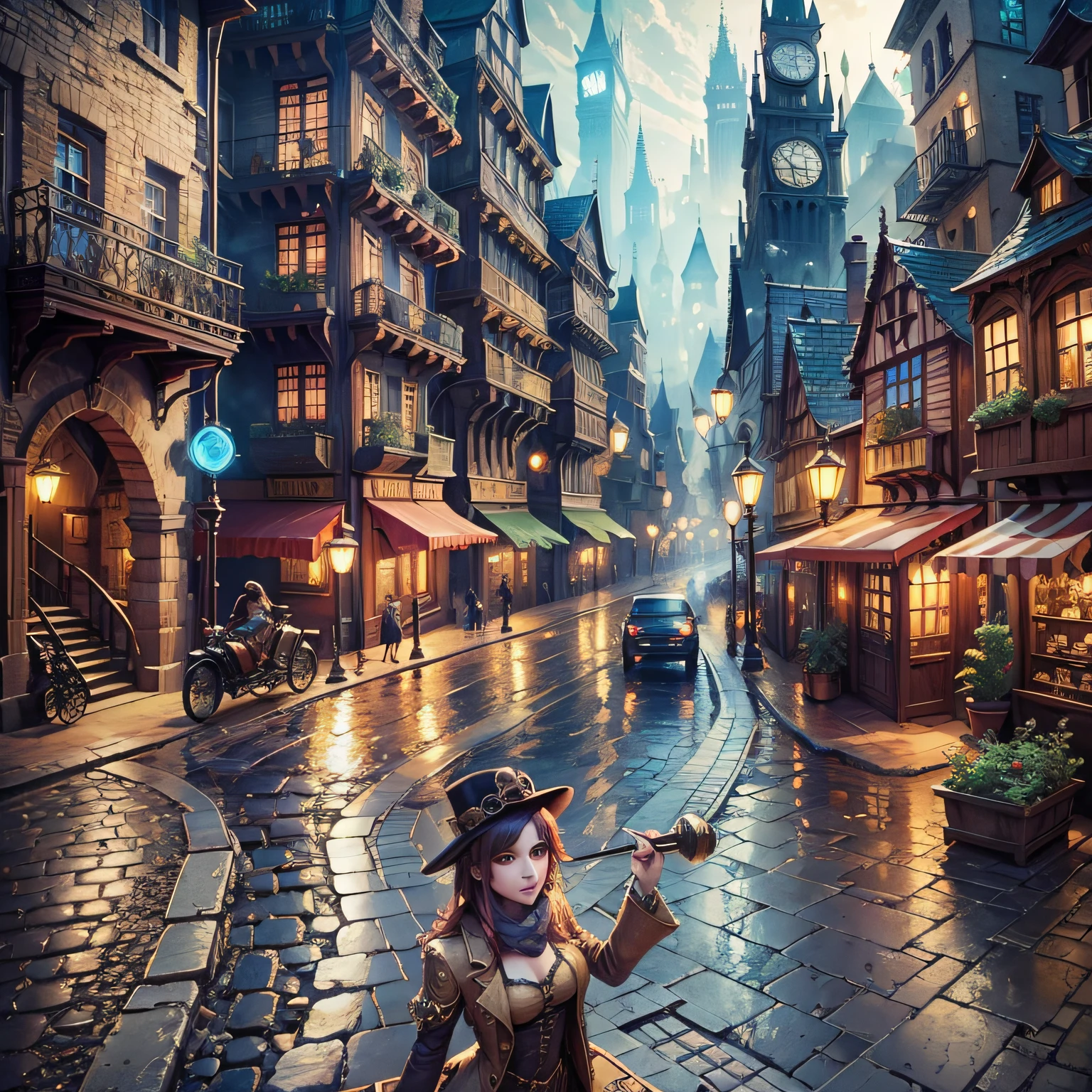 City that mixes magic and steampunk style --auto --s2
