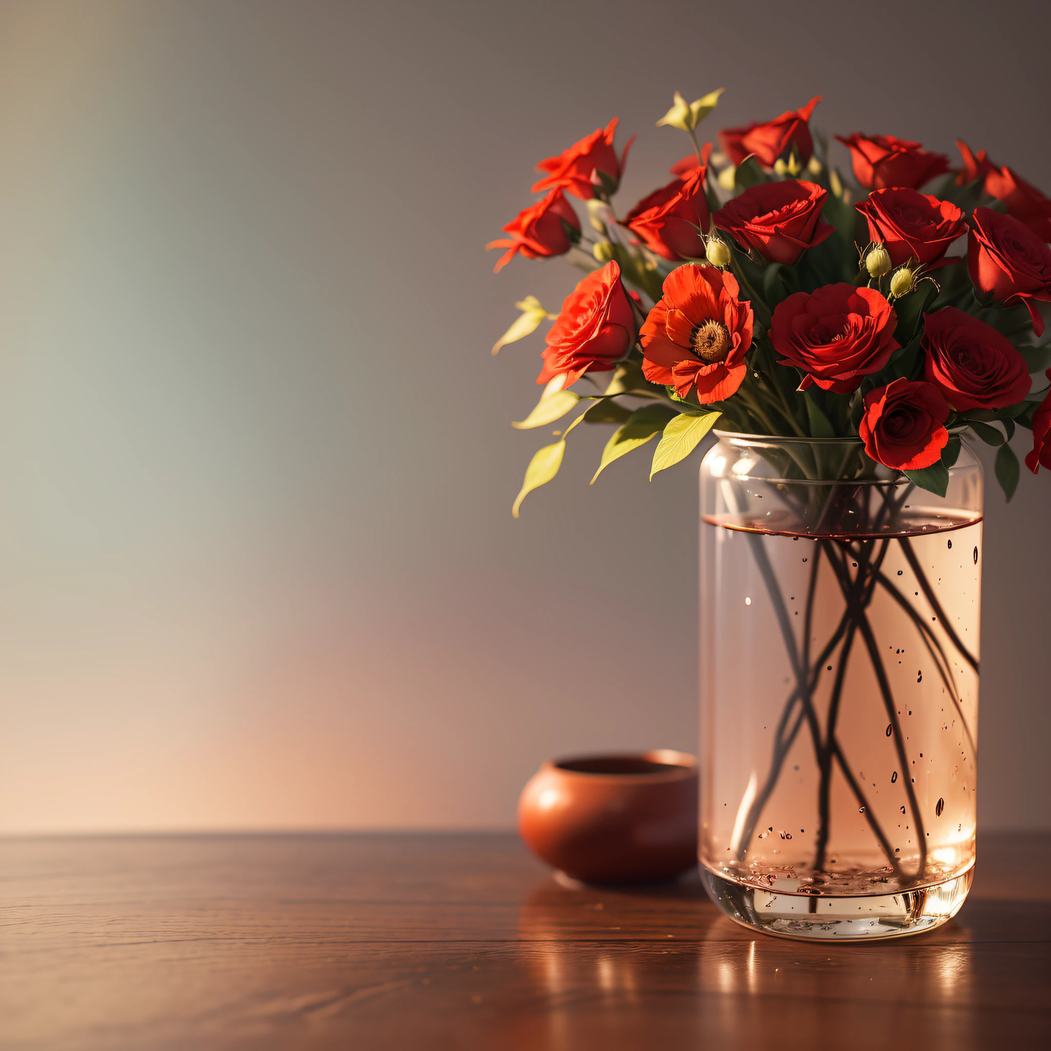 (table:1.3|table:0.8),(glass vase:1.4|glass vase),(some red flowers:1.3|some red flowers),(super realistic:1.3|ultra realistic),(sunlight illuminating in the morning:1.3|sunlight shining in the morning),(soft light:1.4|soft light),(photography:1.2|photography) --auto --s2