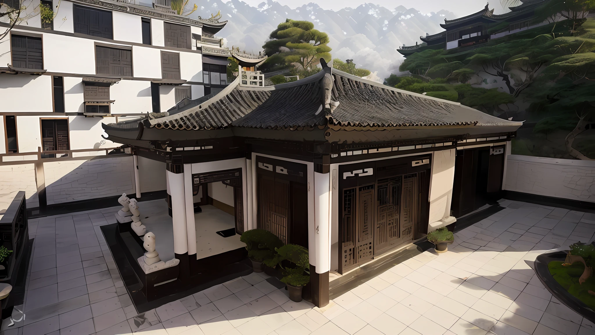 arafed view of a village, ((Chinese garden: 1.4)), lots of lights on buildings, fantastic Chinese town, ((Chinese village: 1.5)), amazing wallpapers, surreal photo of a town, ancient Chinese castle, beautifully lit architecture, evening, beautiful and aesthetic, photography, movie, 8k, high detail