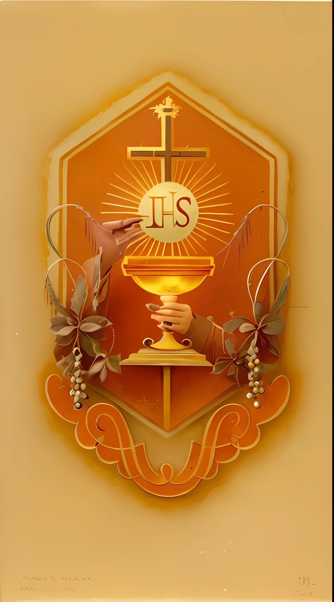 a close up of a picture of a person holding a chalicer, catholic icon, religious iconography, holy imagery, holy iconography, roman catholic icon, in hoc signo vinces, sacrament, catholic religious art, holding a holy symbol, holding holy symbol, by Jan Henryk Rosen, catholic, historical image, religious imagery, holy and sacred