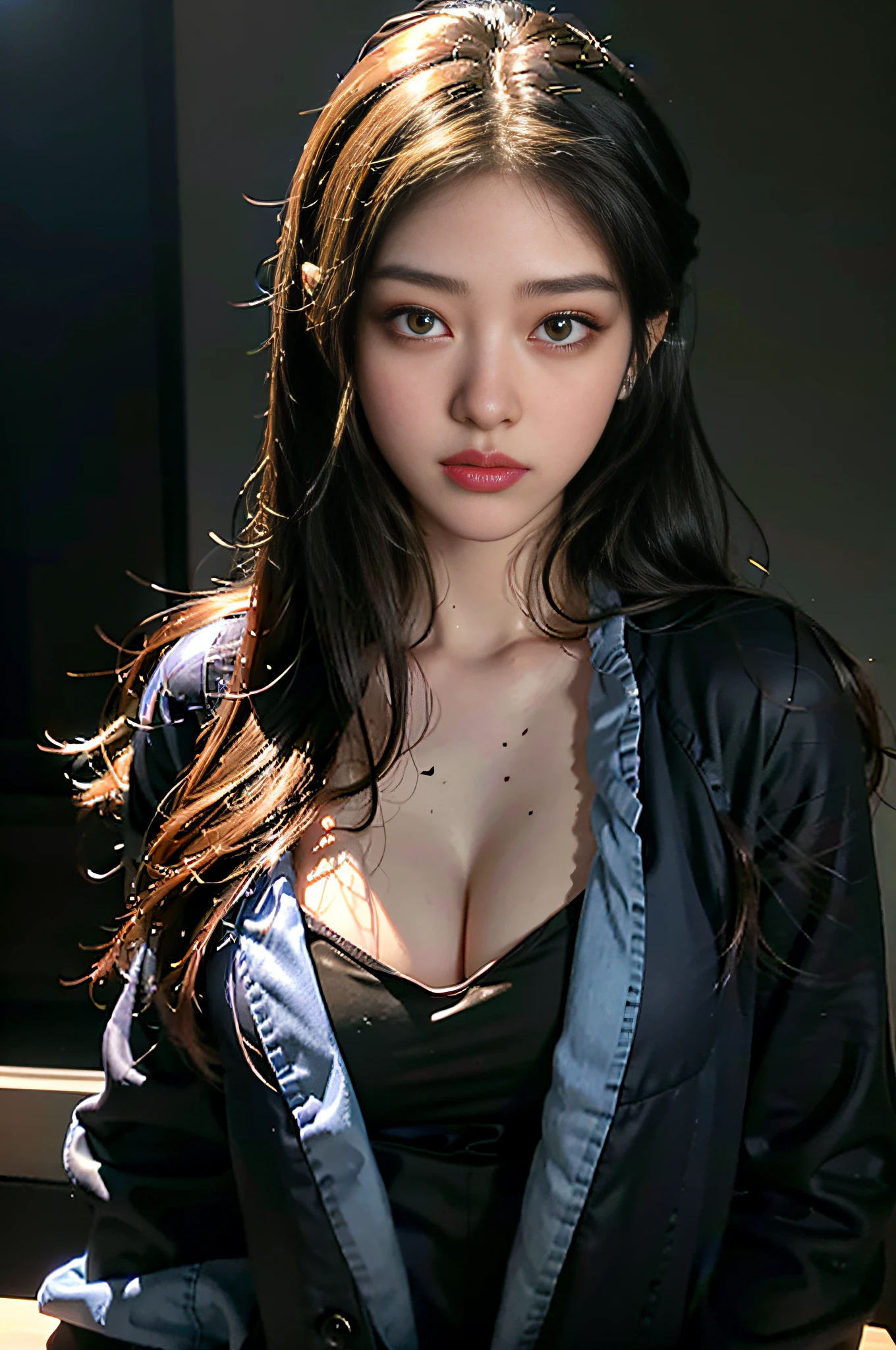 Hyper-realistic art, gallery-grade work, ultra precision, visually striking, sublime masterpiece, peak clarity, twilight dimness, subdued lighting,
1girl,solo,
low key,deep shadow,
