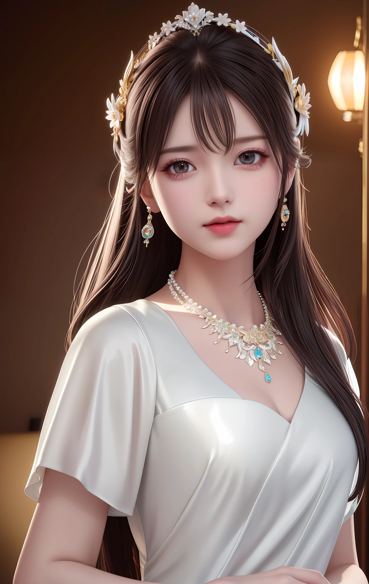 Best Quality, Masterpiece, High Resolution, 1 Girl, Porcelain Dress, Hair Accessories, Necklace, Jewelry, Beautiful Face, Physical, Tyndall Effect, Realistic, Dark Studio, Rim Lighting, Duotone Lighting, (High Detail skin: 1.2), 8k uhd, DSLR, soft light, high quality, volumetric light, sneak shot, photo, high resolution, 4k, 8k, bokeh