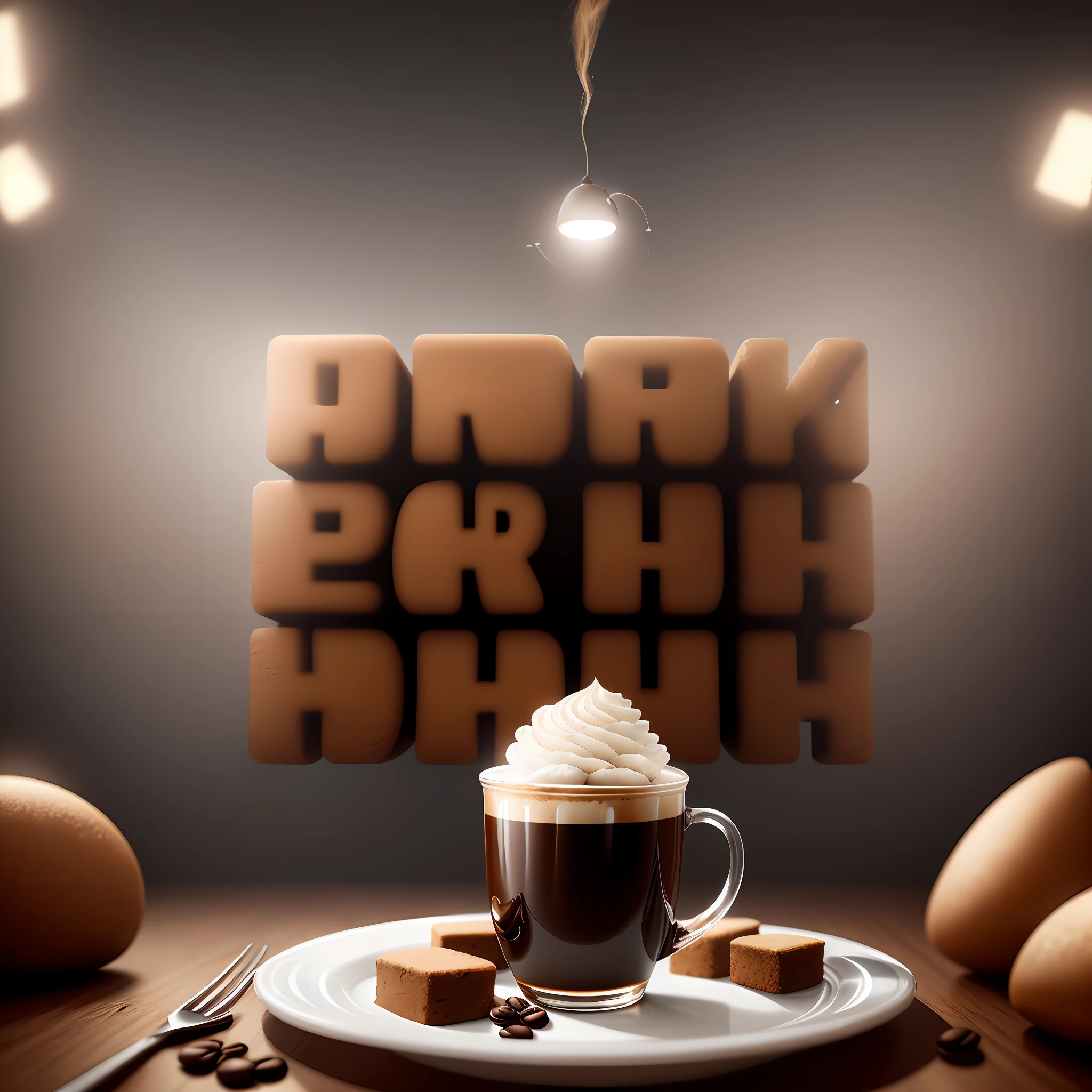 Delicious (coffee), cinematic, professional food photography, floating in the air, studio lighting, studio background, advertising photography, hyper realistic, hyper-detailed, 8k uhd