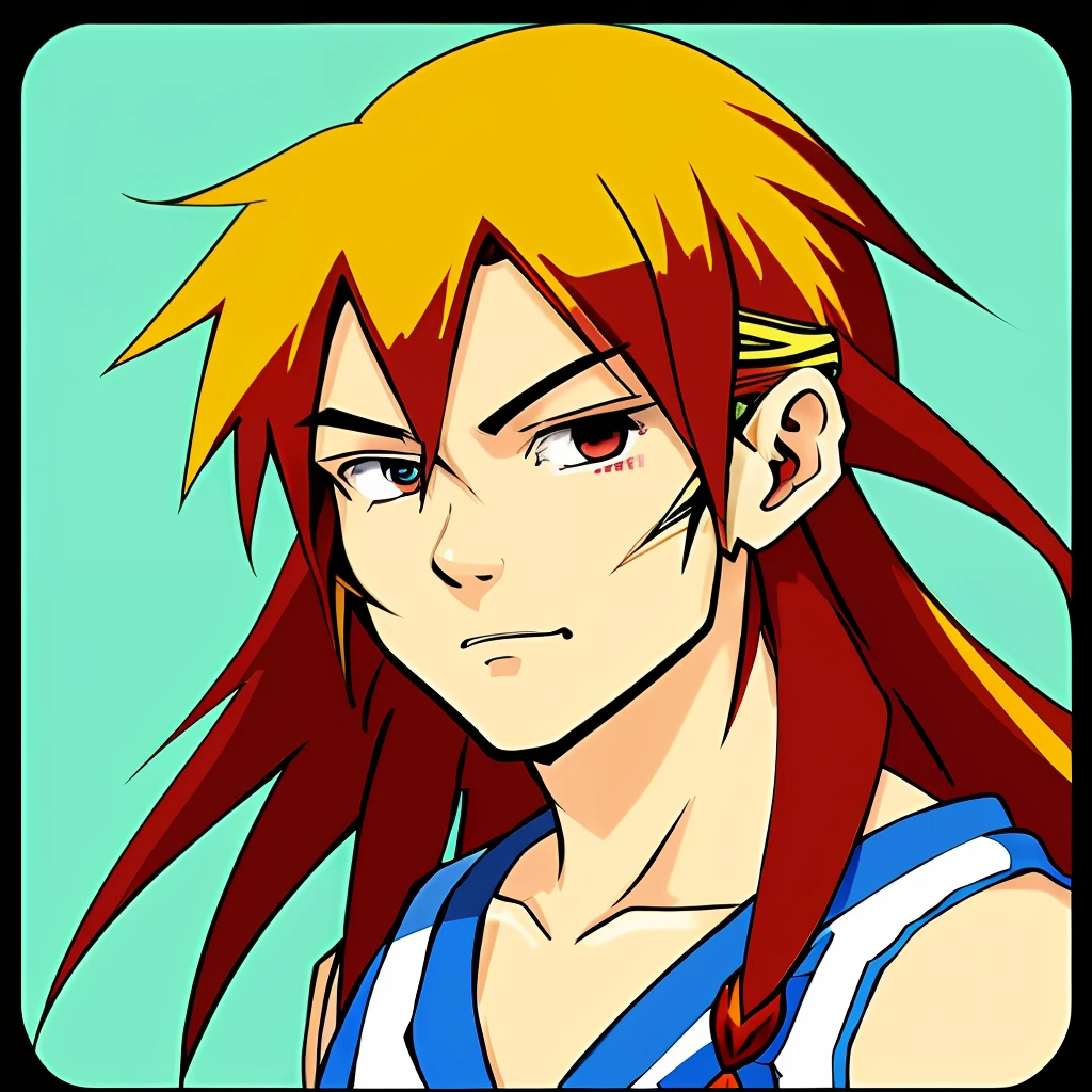 a cartoon drawing of a man with a red bandana on his head, anime tribal boy with long hair, anime style character, inspired by Taiyō Matsumoto, inspired by Sakai Hōitsu, mullet, final fantasy face, anime character, chad, an anime portrait of david bowie, male anime style, seinen manga portrait
