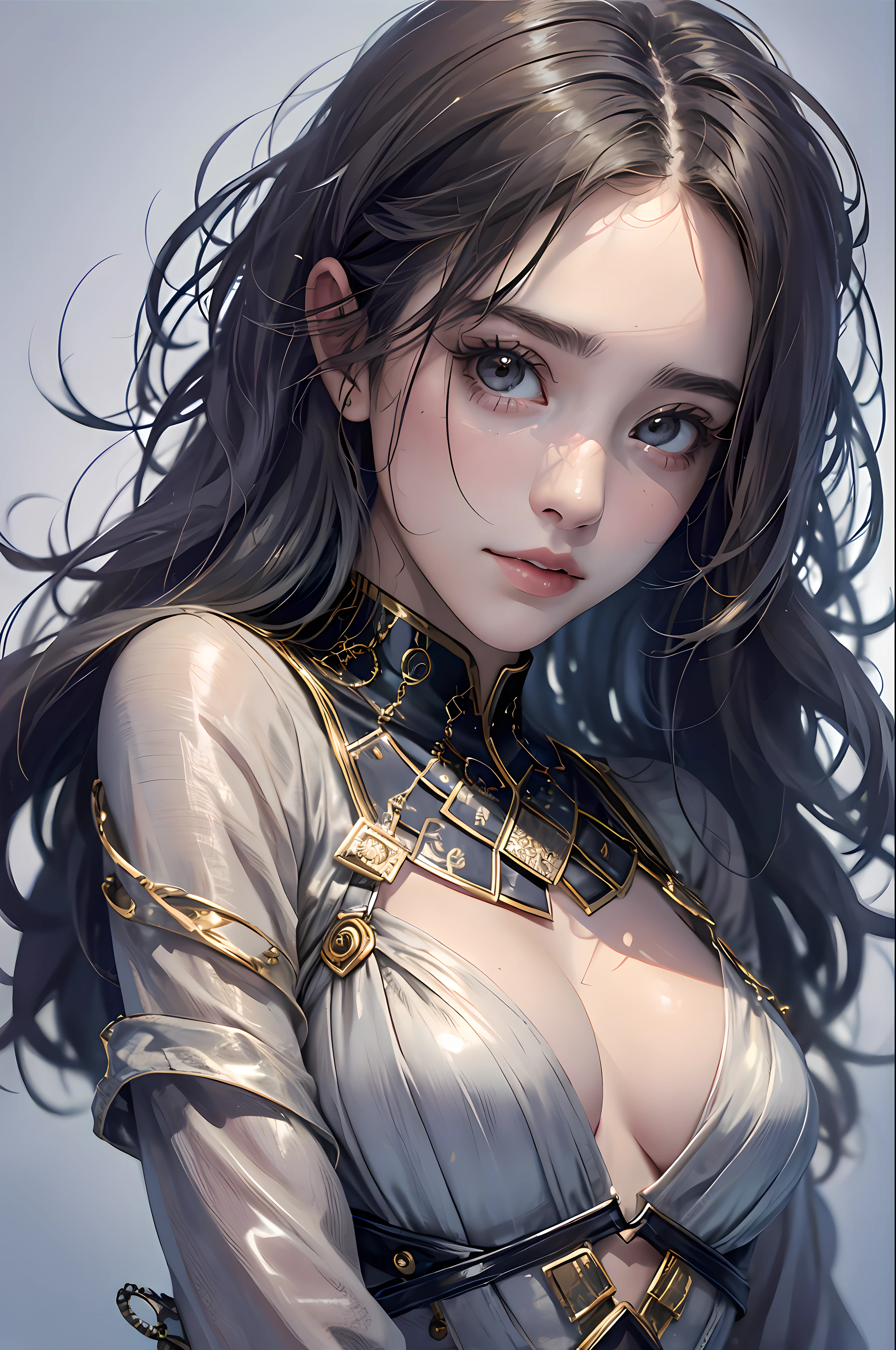 1 girl, waist up, faint smile, shiny skin, best quality, masterpiece. (Realistic: 1.7)