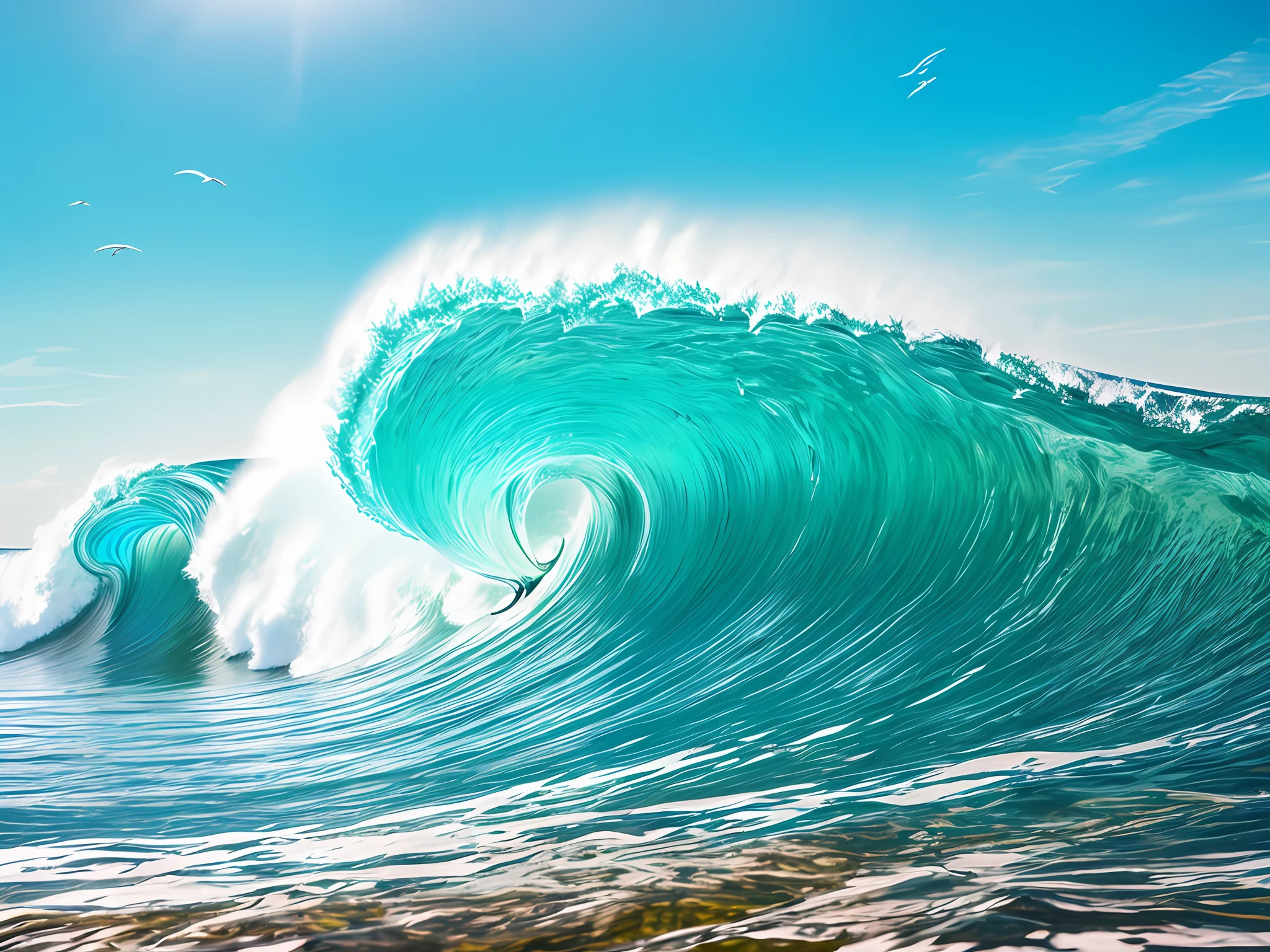 Inside the wave, with fish